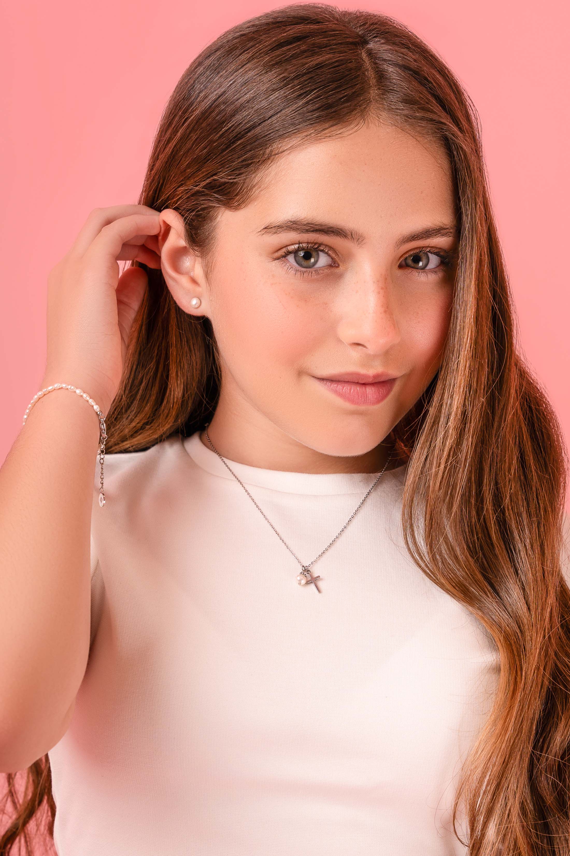 Cross & Pearl Silver Necklace