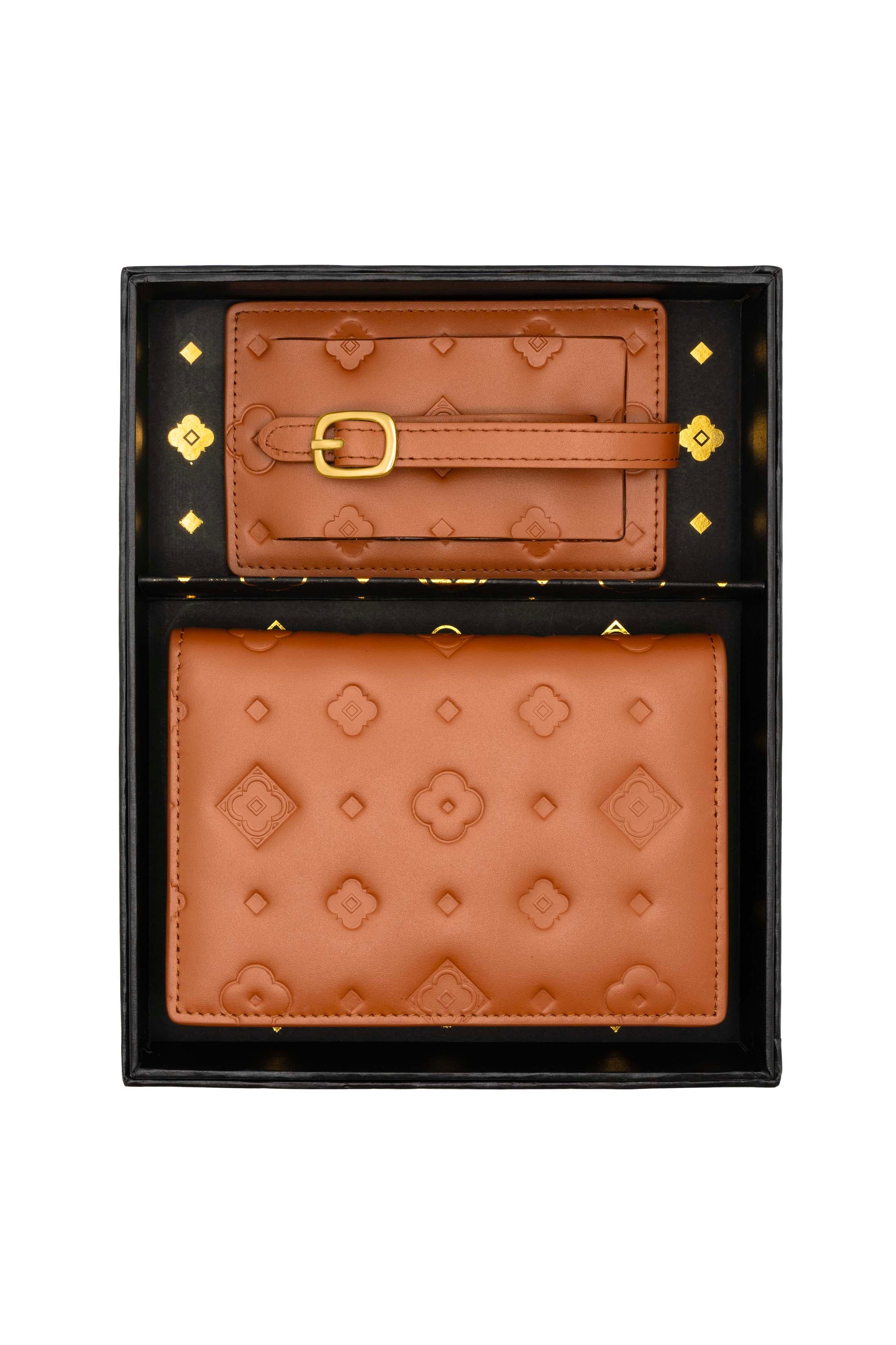 Tan Passport Cover & Luggage Tag