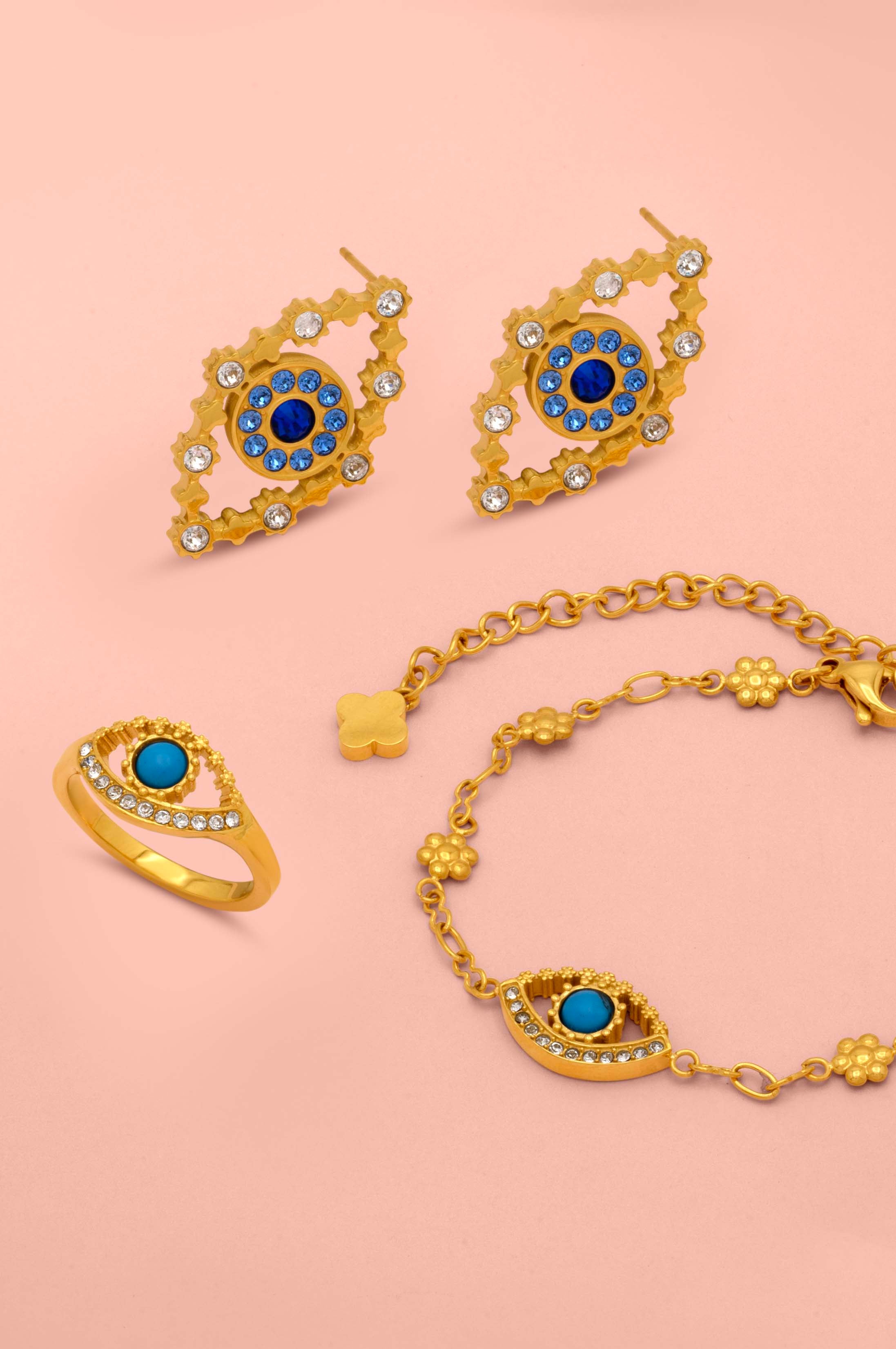 Milos Evil Eye Ring & Bracelet Gift Set