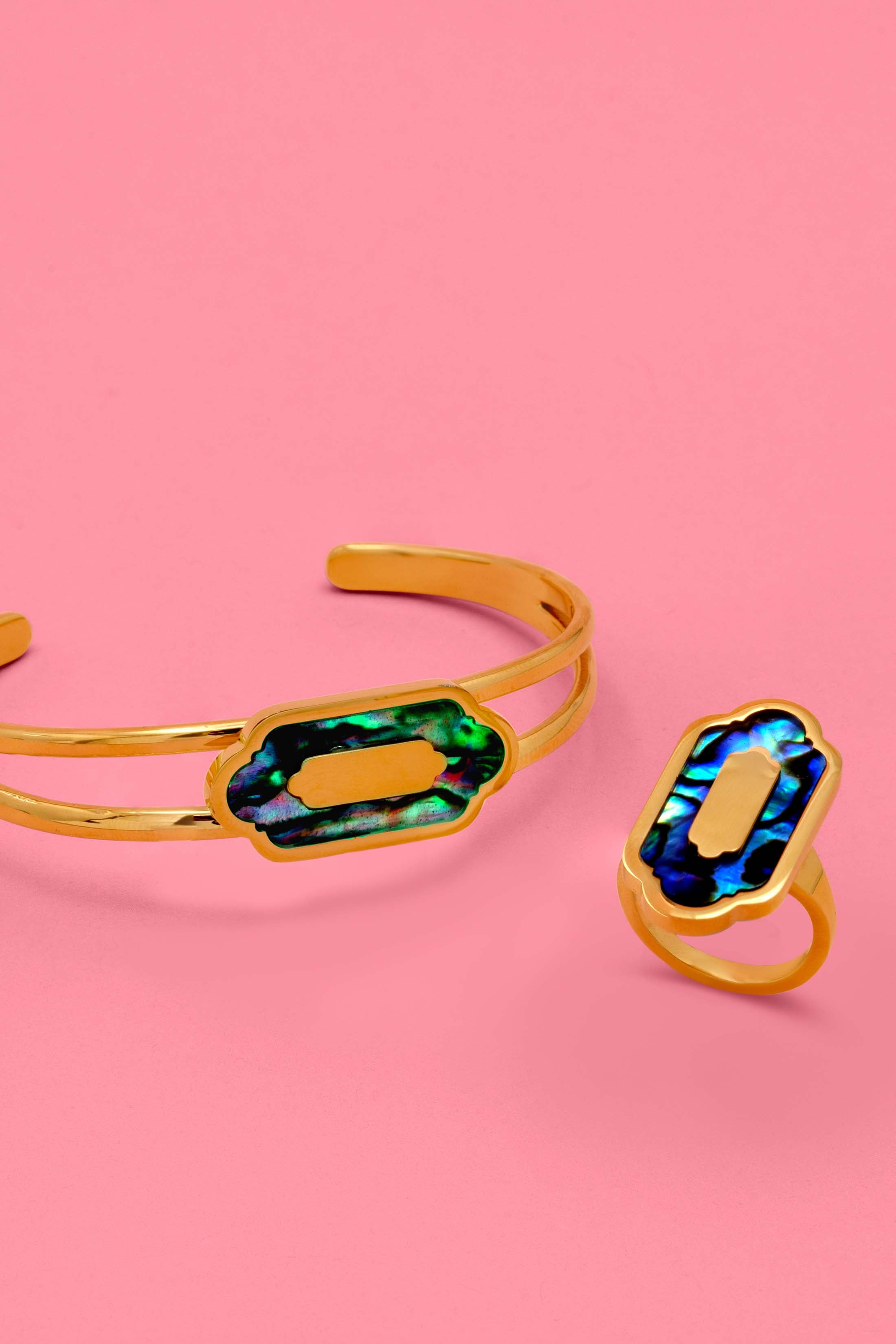 Blue Lagoon Abalone Ring & Bangle Gift Set