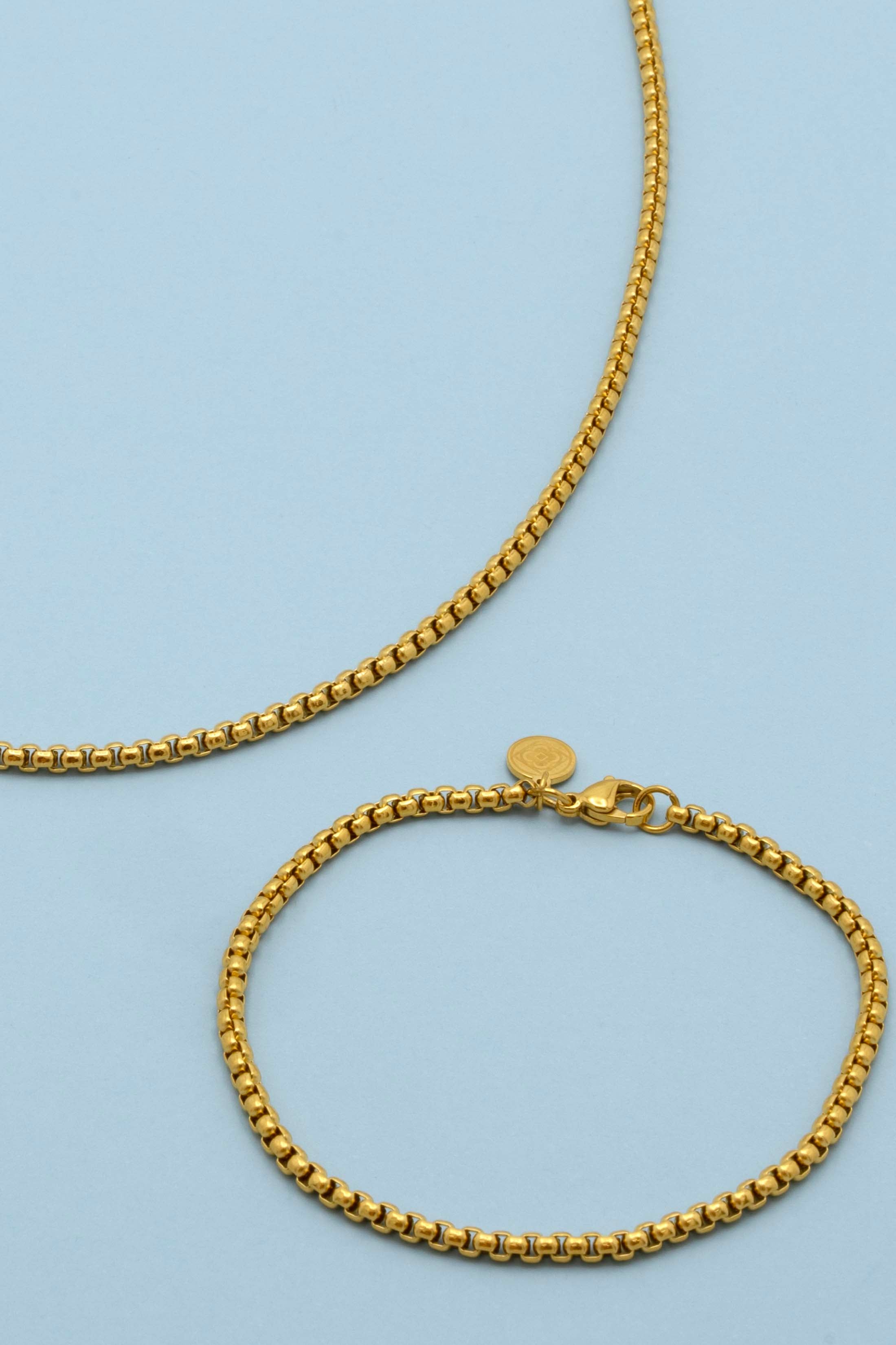 Box Chain Bracelet & Necklace Gift Set