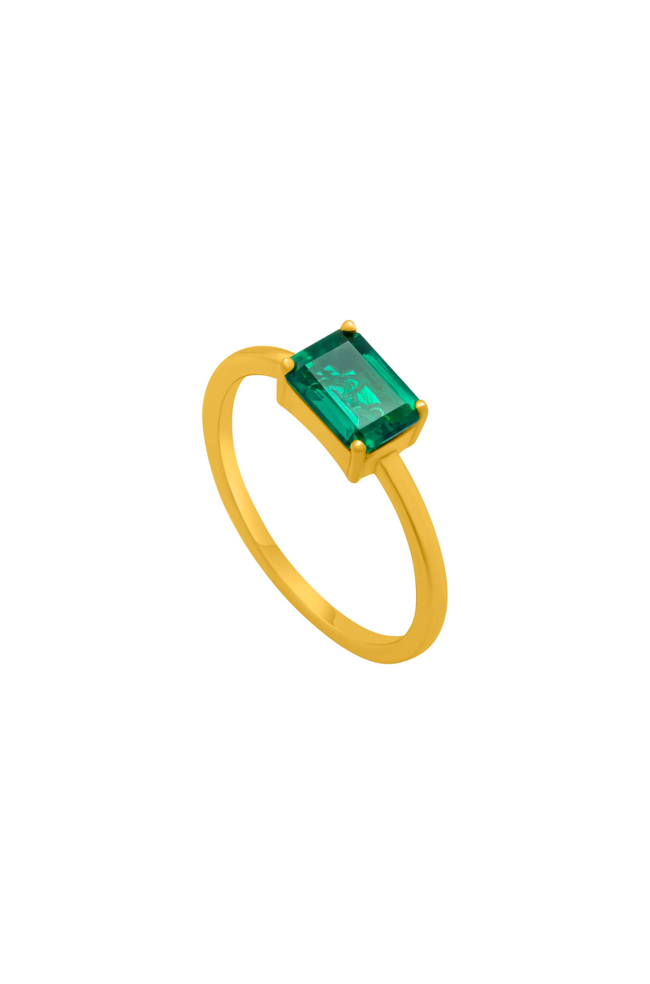 Emerald Solitaire Ring in 18k Gold Vermeil