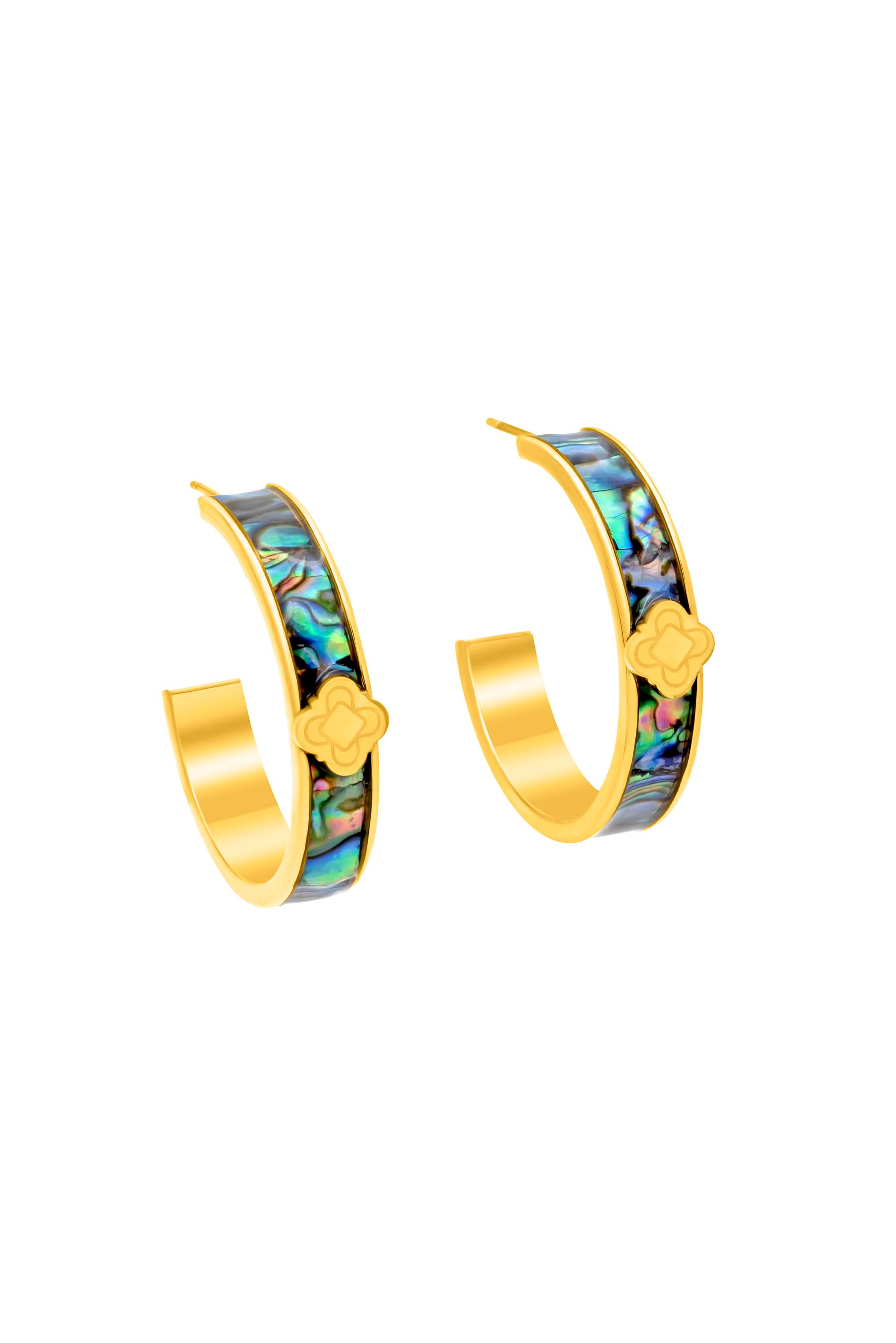 Blue Lagoon Abalone Medium Hoop Earring Set