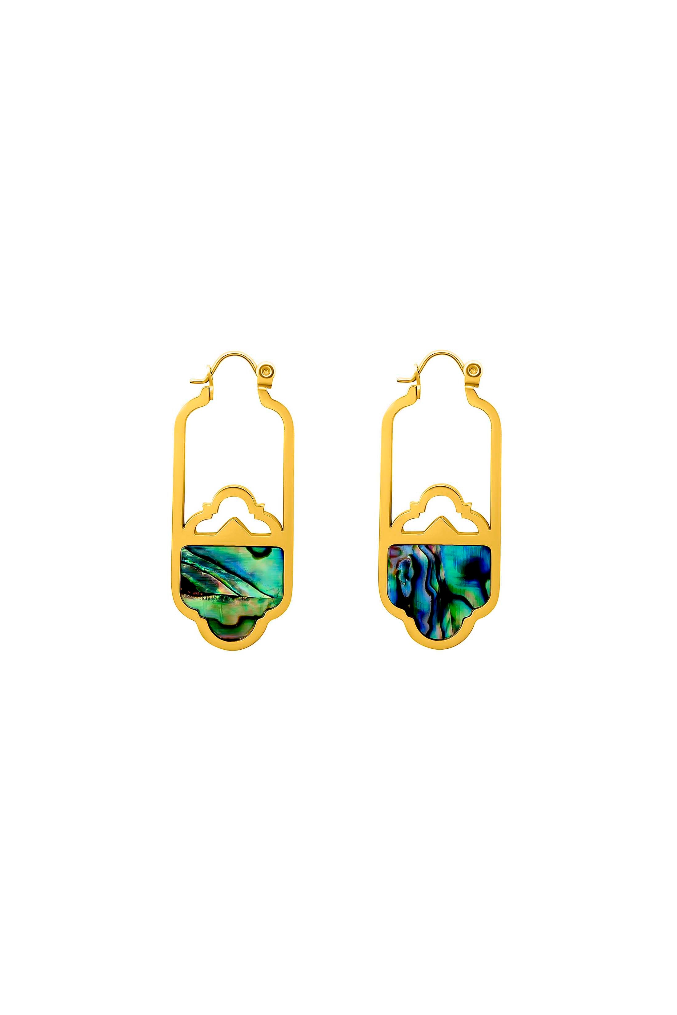Blue Lagoon Abalone Hollow Hoop Earring Set