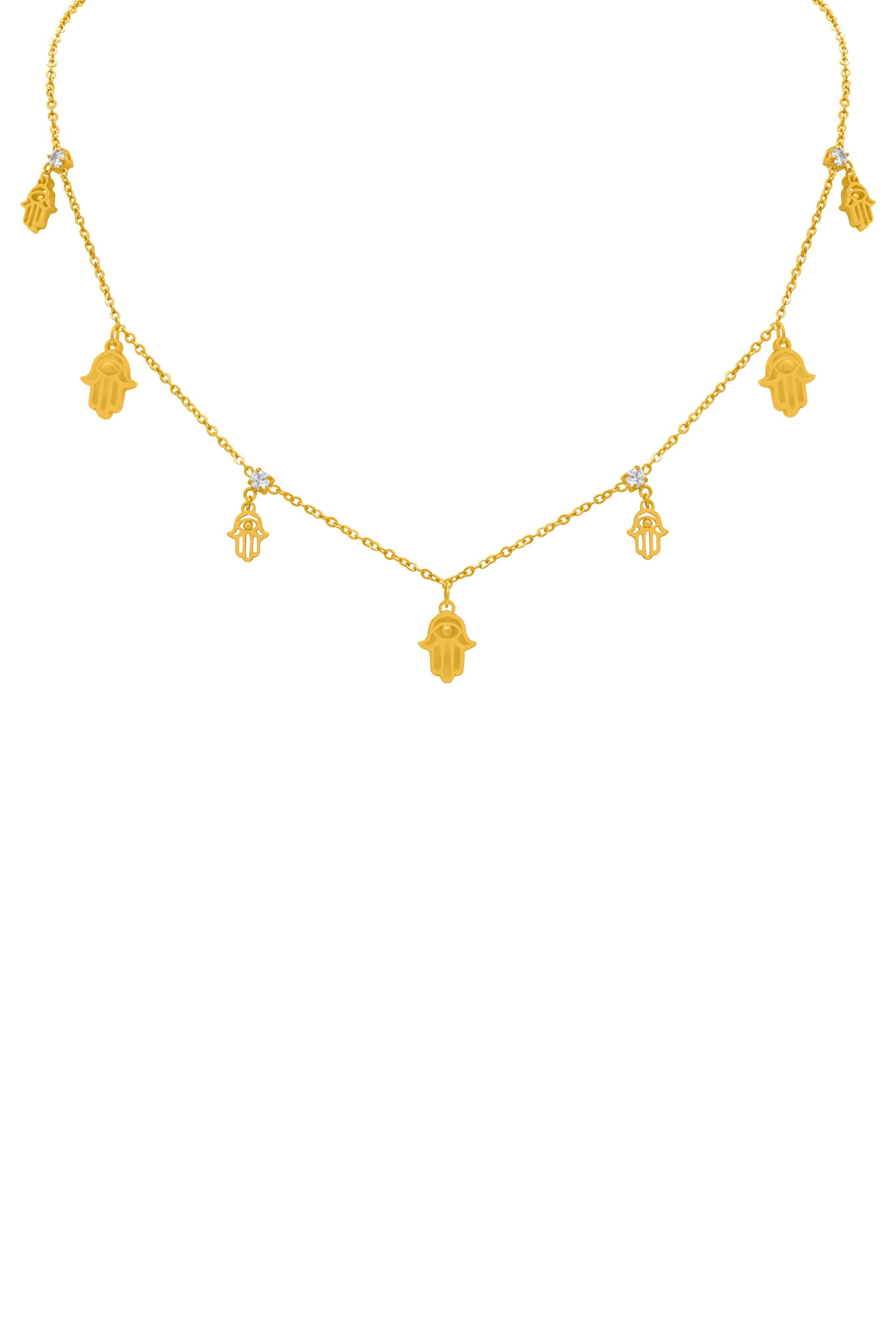 Hamsa Eye Multi Charm Necklace