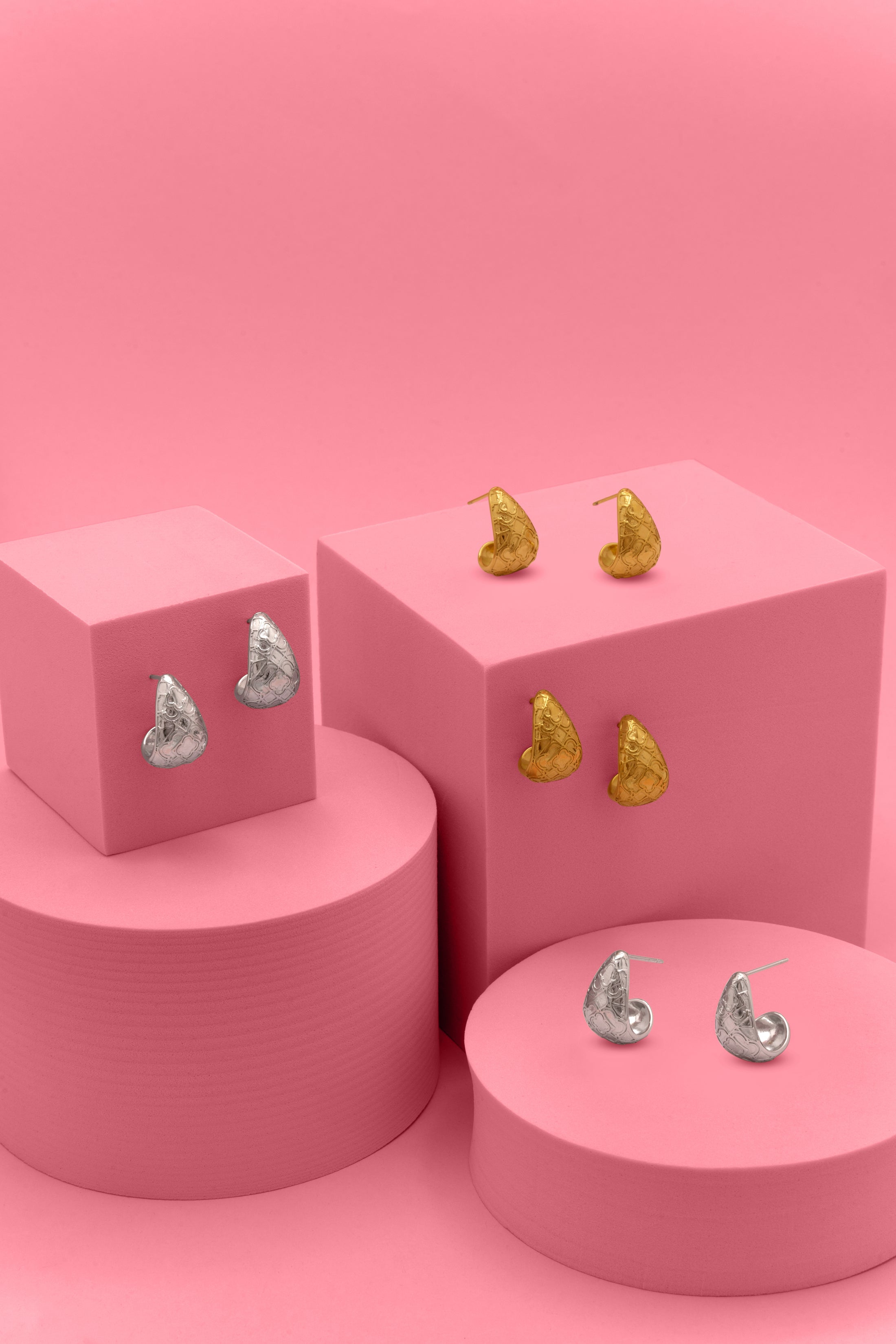 Teardrop Silver Stud Earring Set