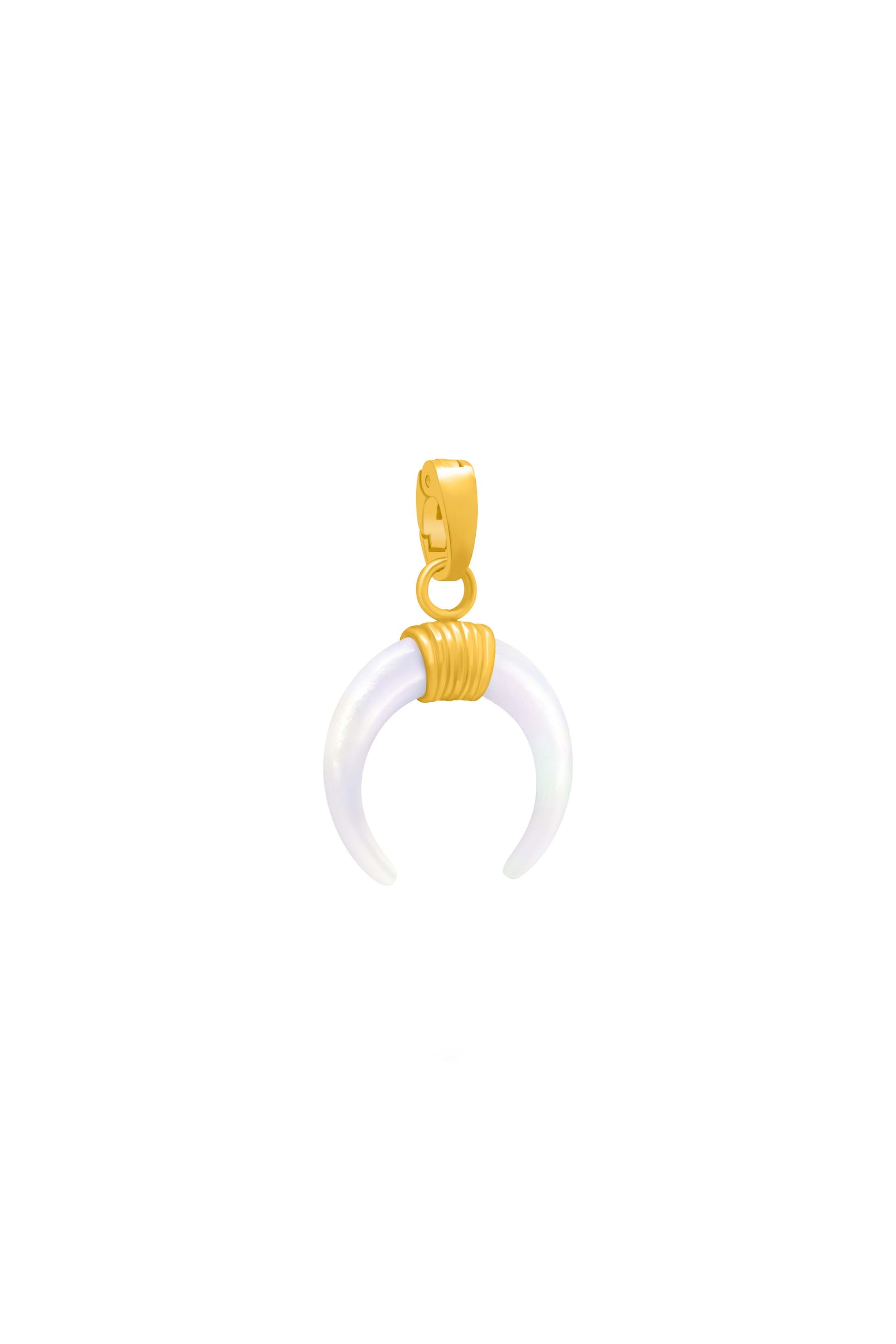 Crescent Mother of Pearl Horn Charm Pendant