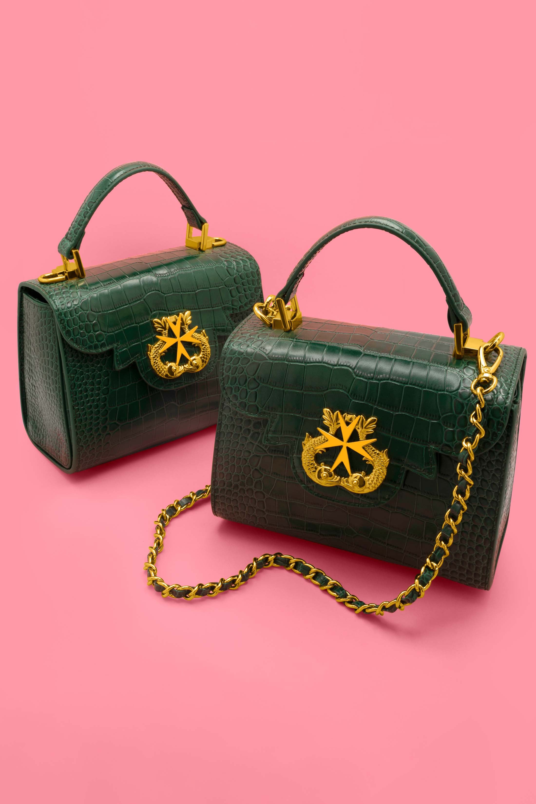 Bridgetina Croc Embossed Emerald Green Bag