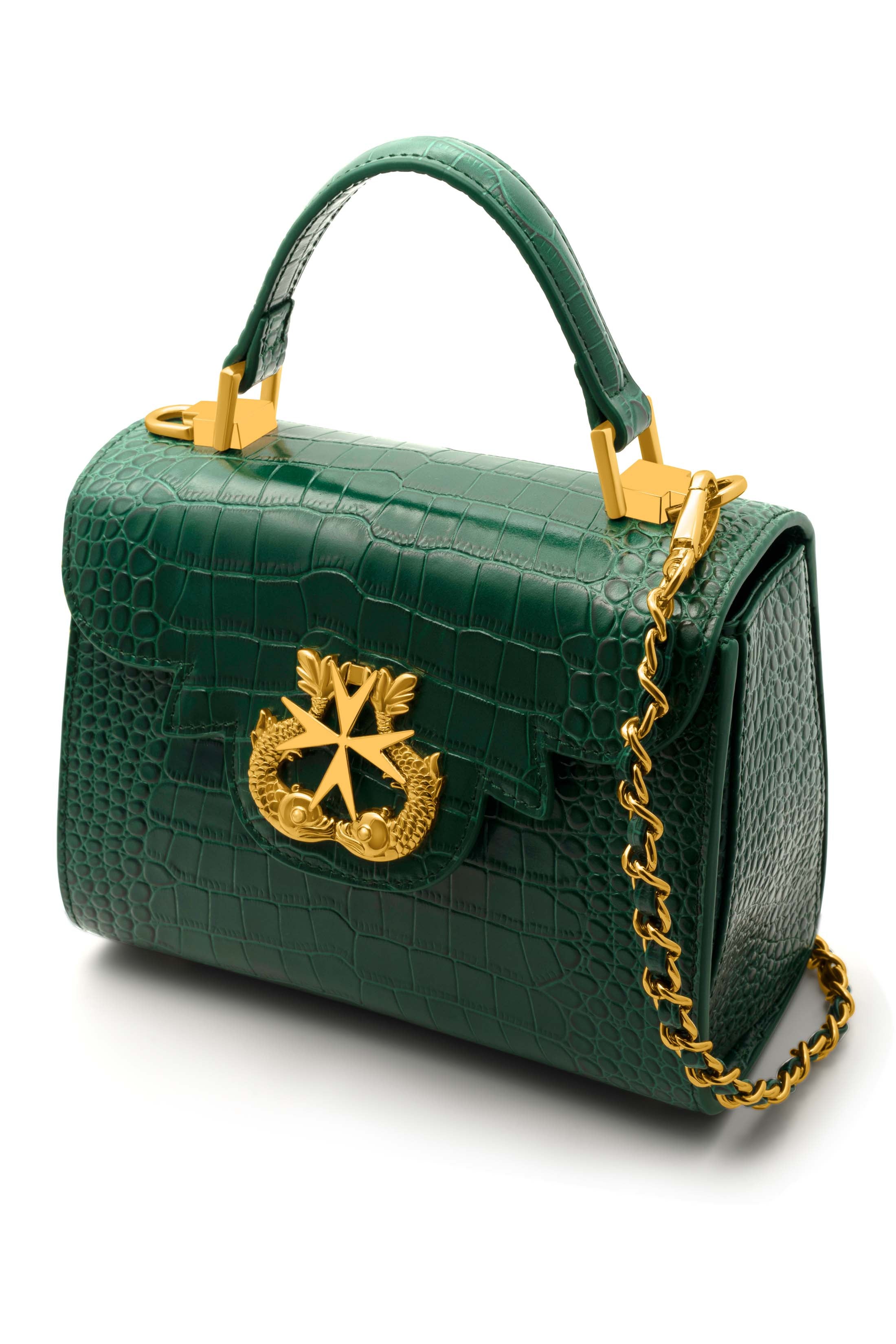 Bridgetina Croc Embossed Emerald Green Bag