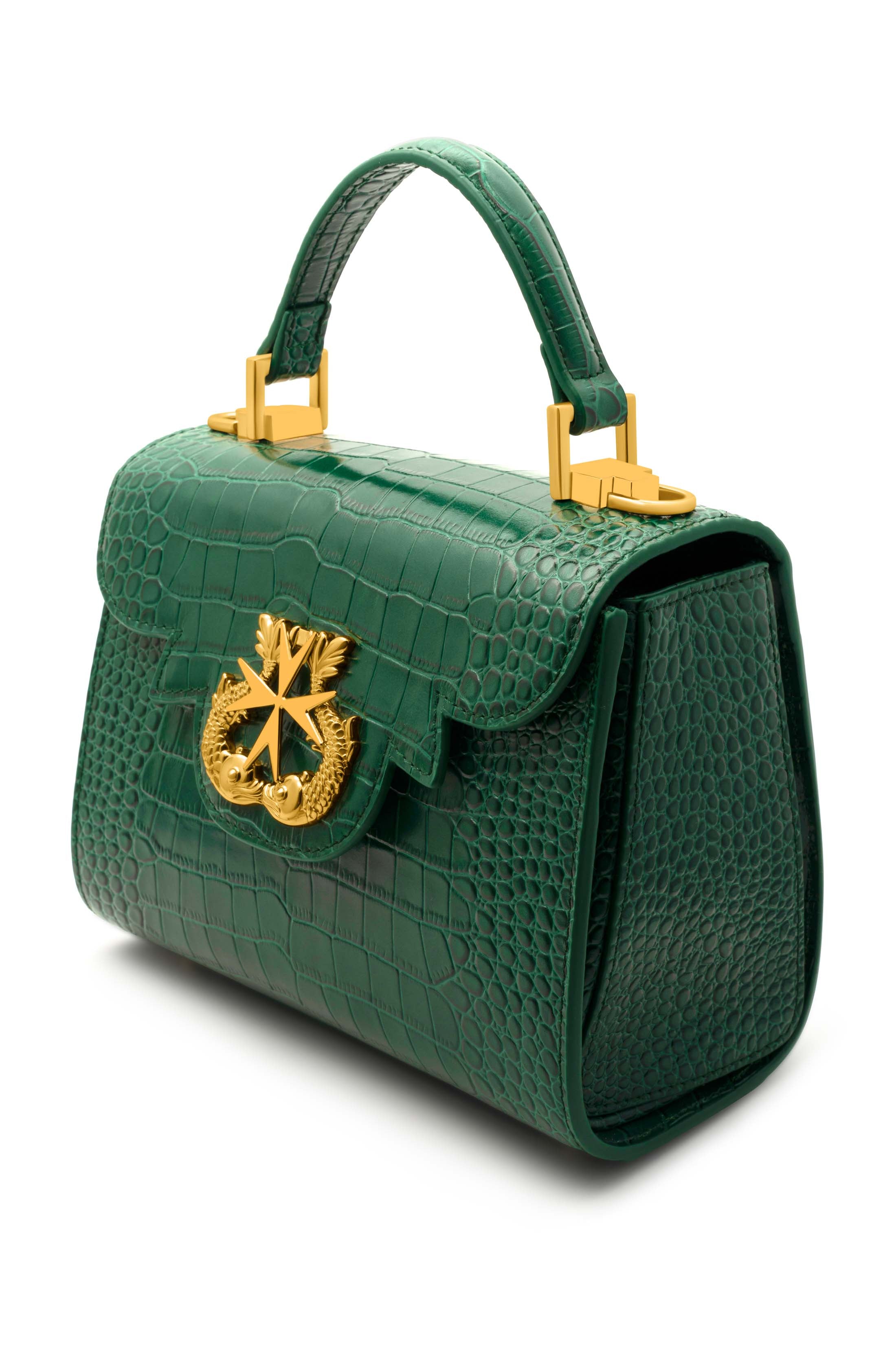 Bridgetina Croc Embossed Emerald Green Bag