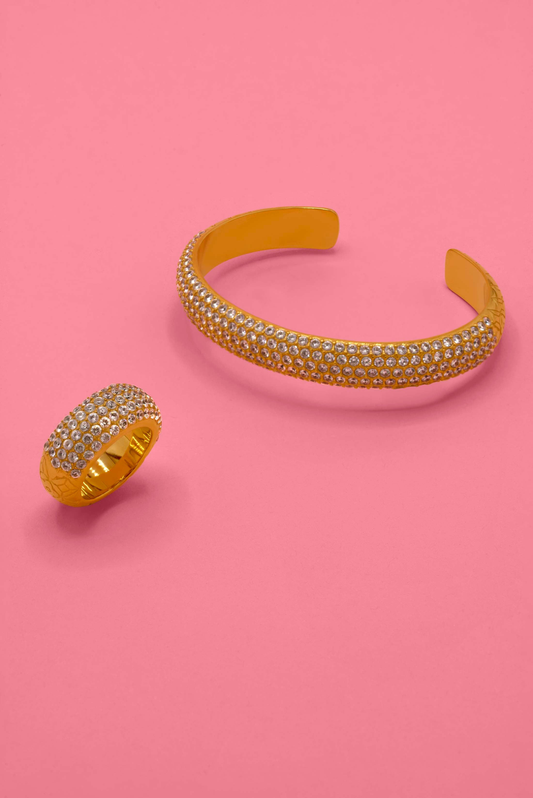 Clear Pavé Patterned Bangle & Ring Gift Set