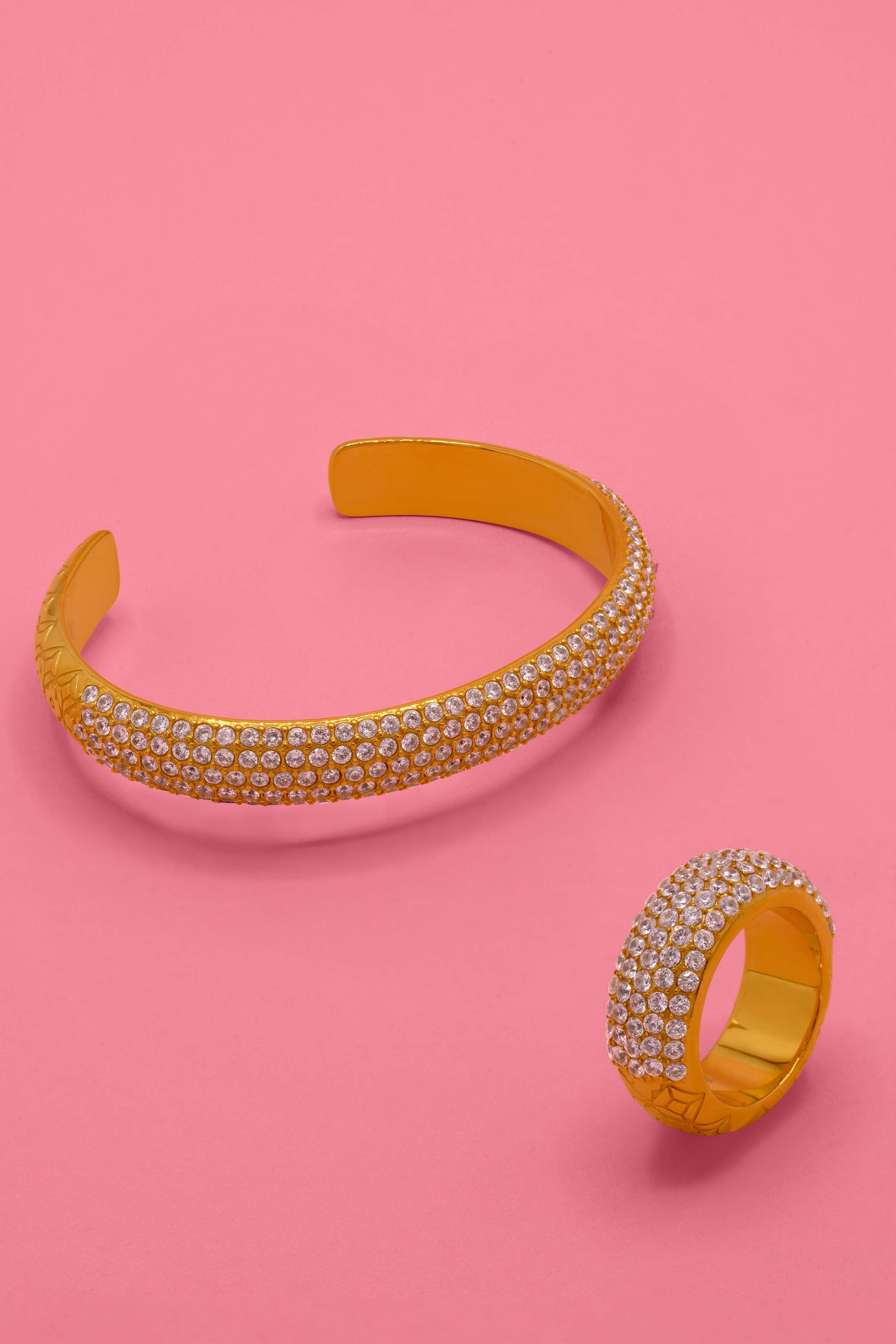 Blush Pavé Patterned Bangle & Ring Gift Set