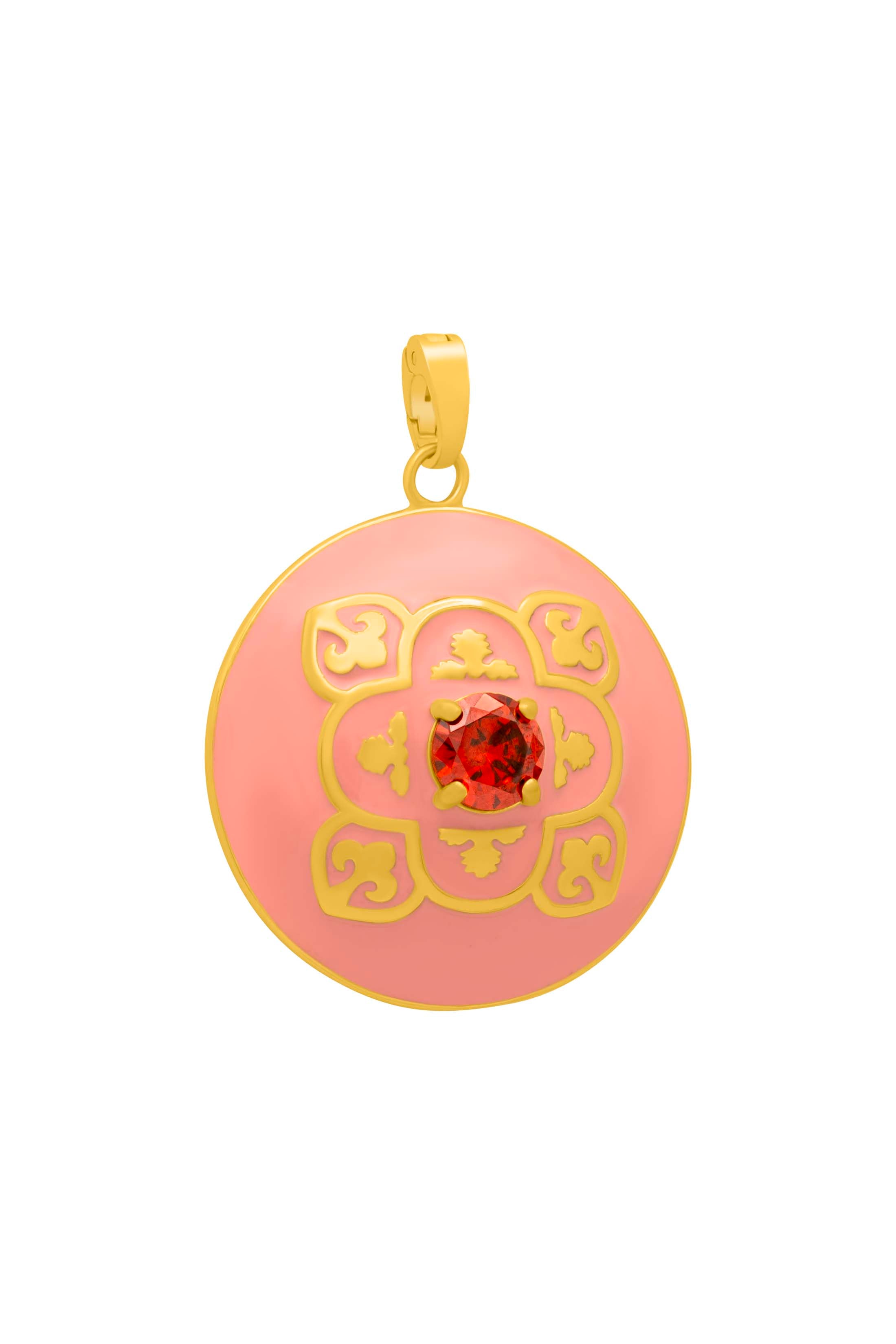 Maltese Tile Carisma Red Stone Large Pendant