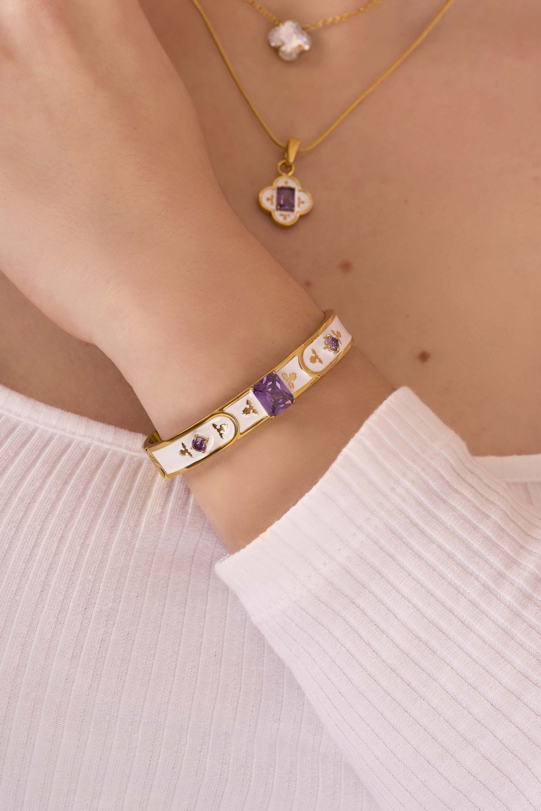 Maltese Tile Royal Purple Bangle & Ring Gift Set