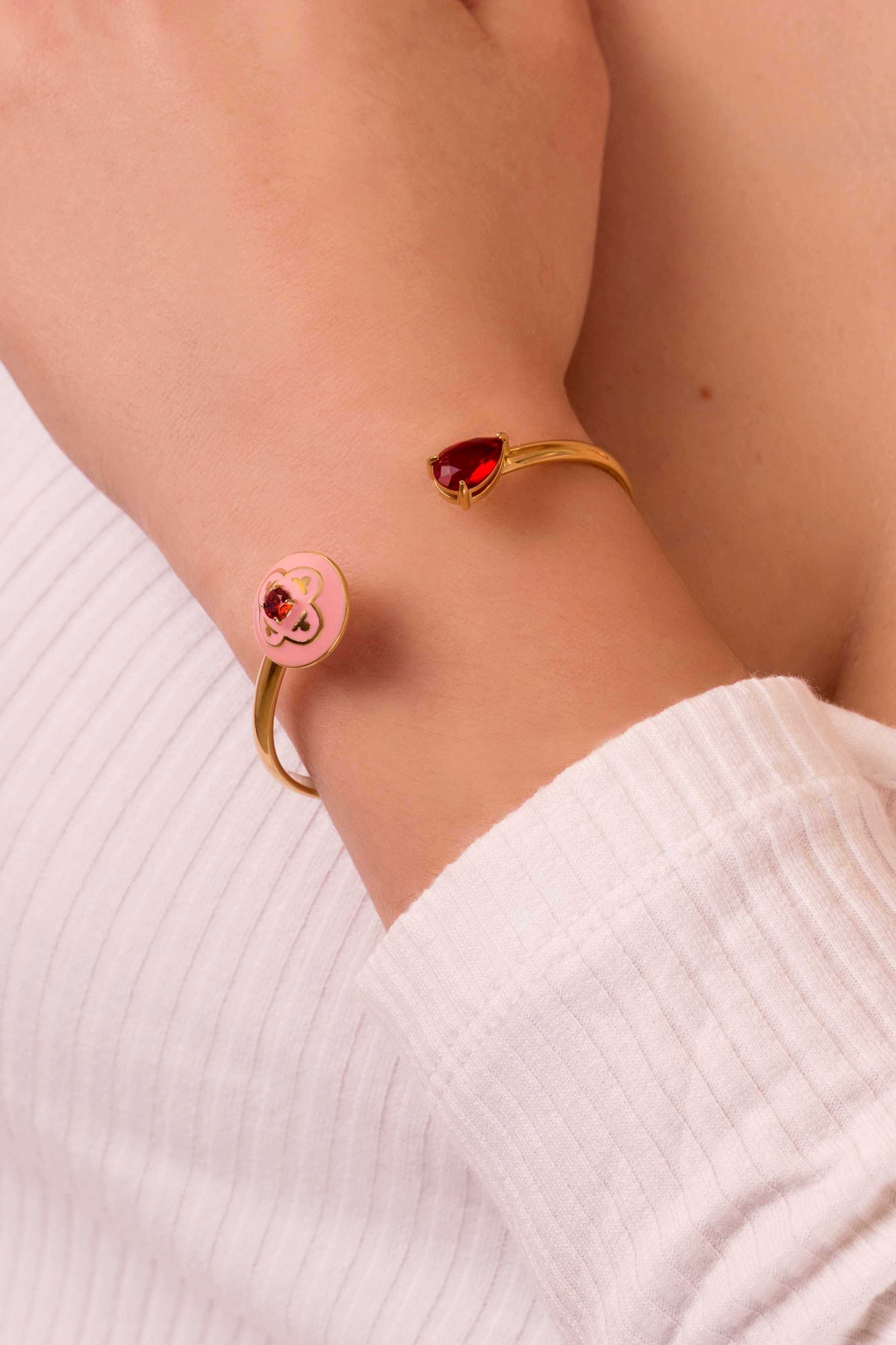 Maltese Tile Carisma Red Stone Bangle & Carisma Red Stone Stud Earring Gift Set