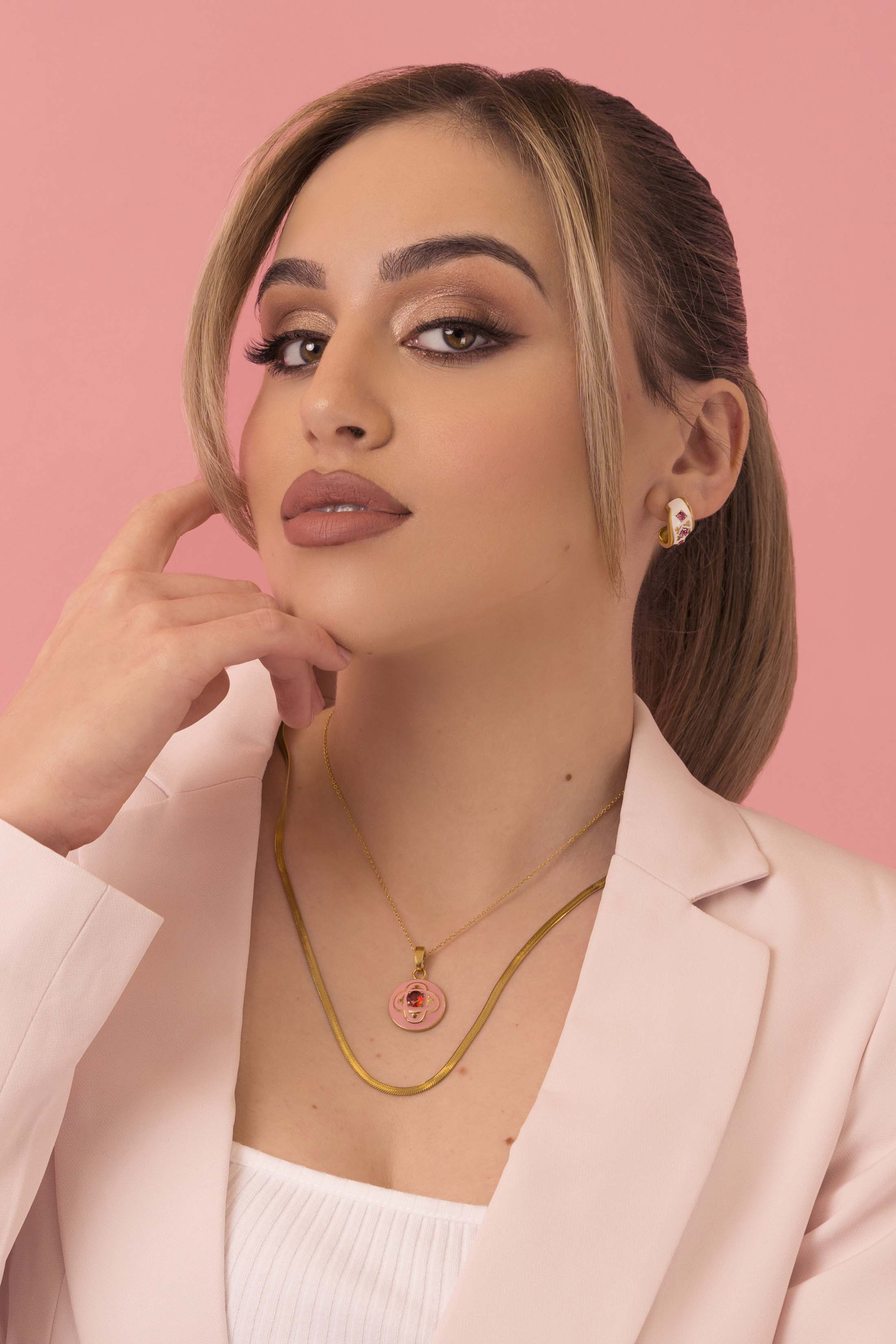 Maltese Tile Carisma Red Stone Small Pendant