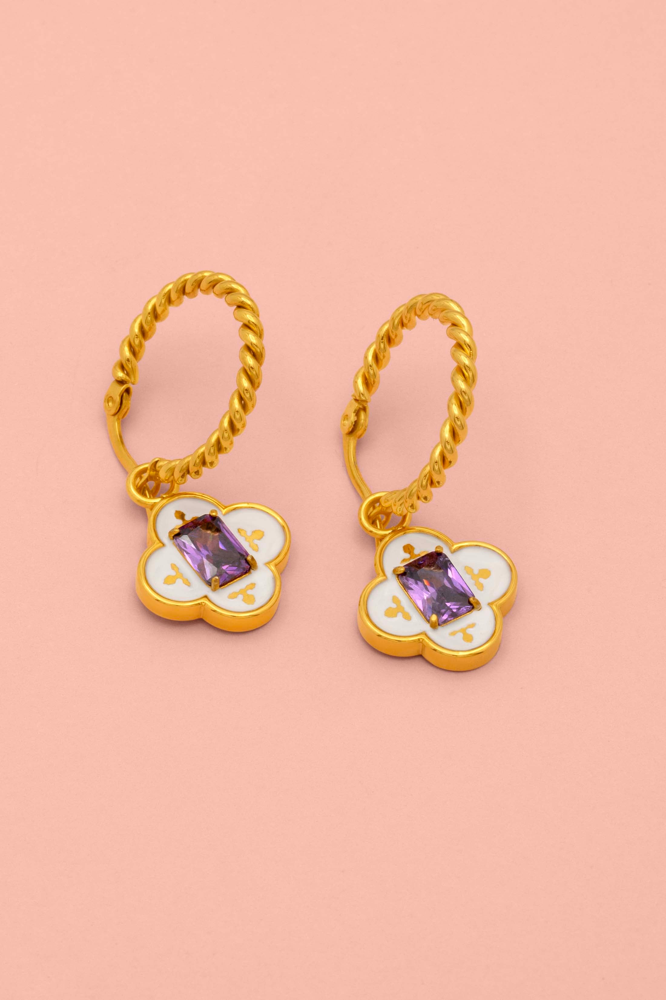 Maltese Tile Royal Purple Pendant Earring Gift Set