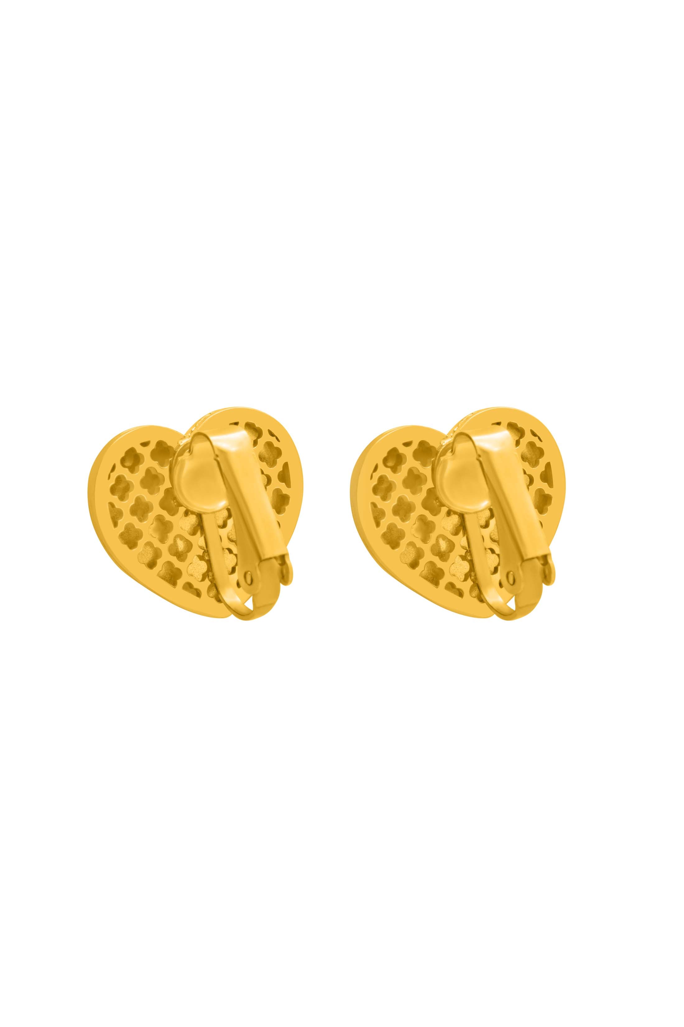 Tiled Heart Clip-On Stud Earring Set