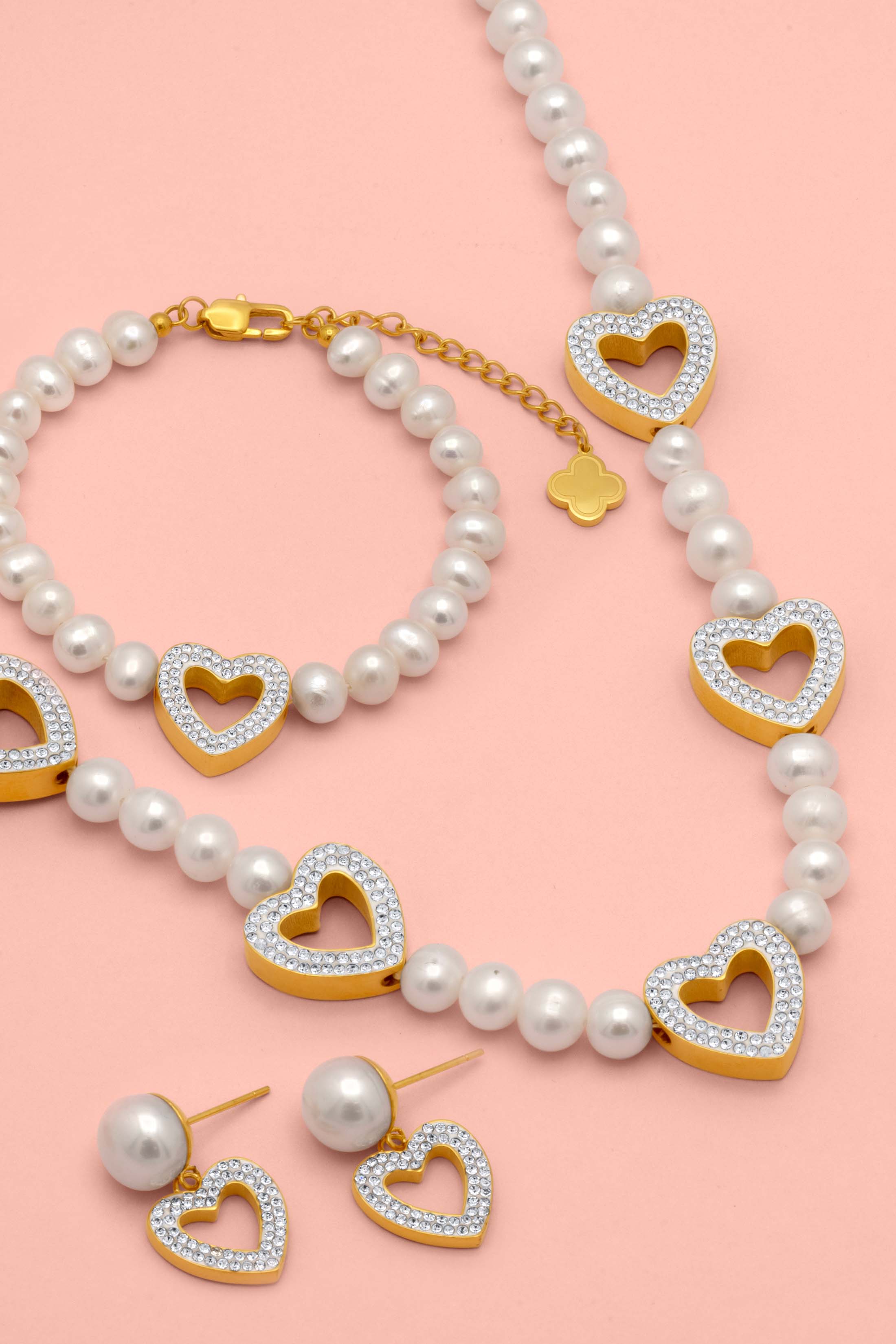 Freshwater Pearl Heart Pavé Gift Set