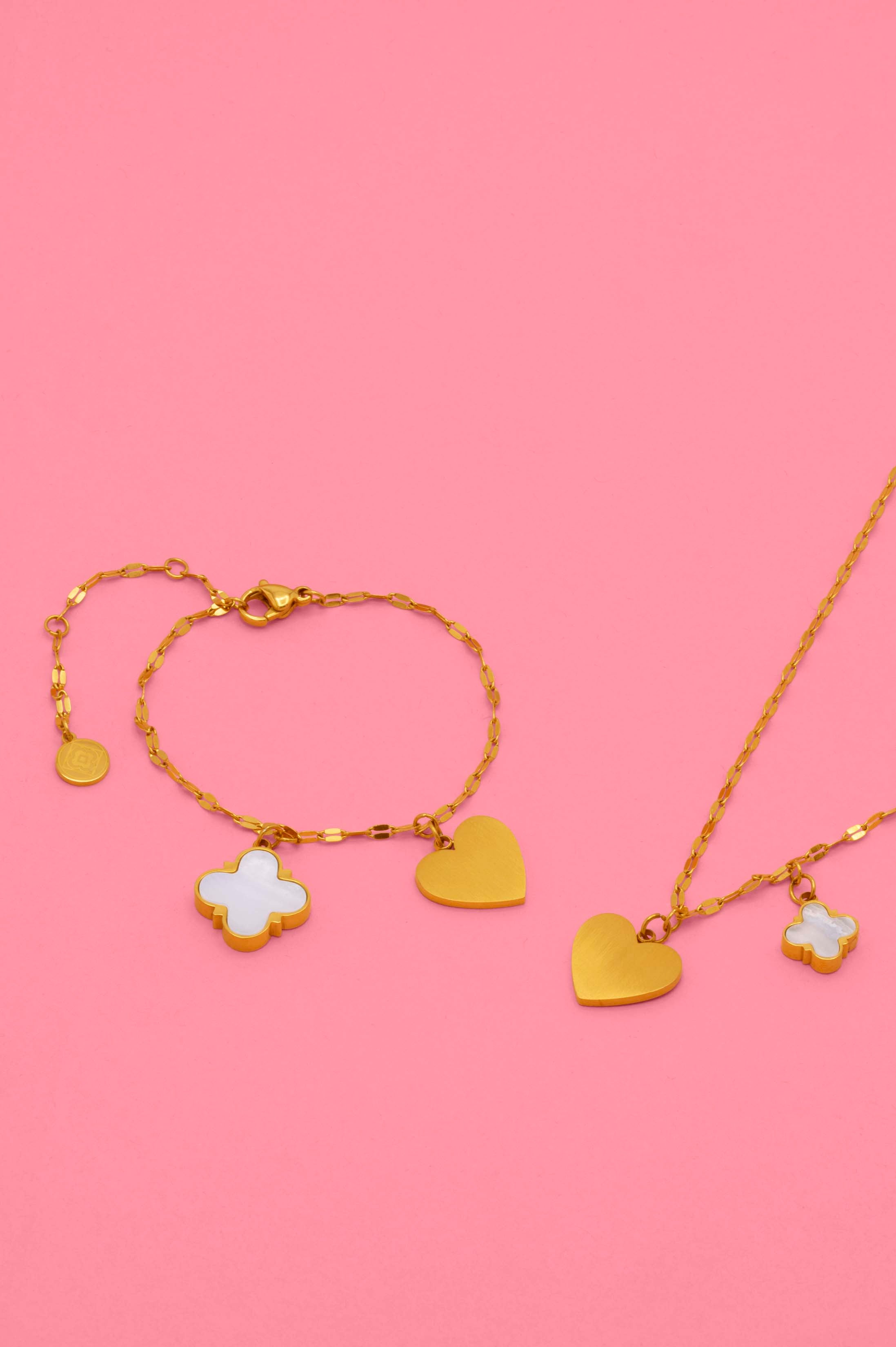 Engravable Heart Friendship Necklace & Bracelet Gift Set