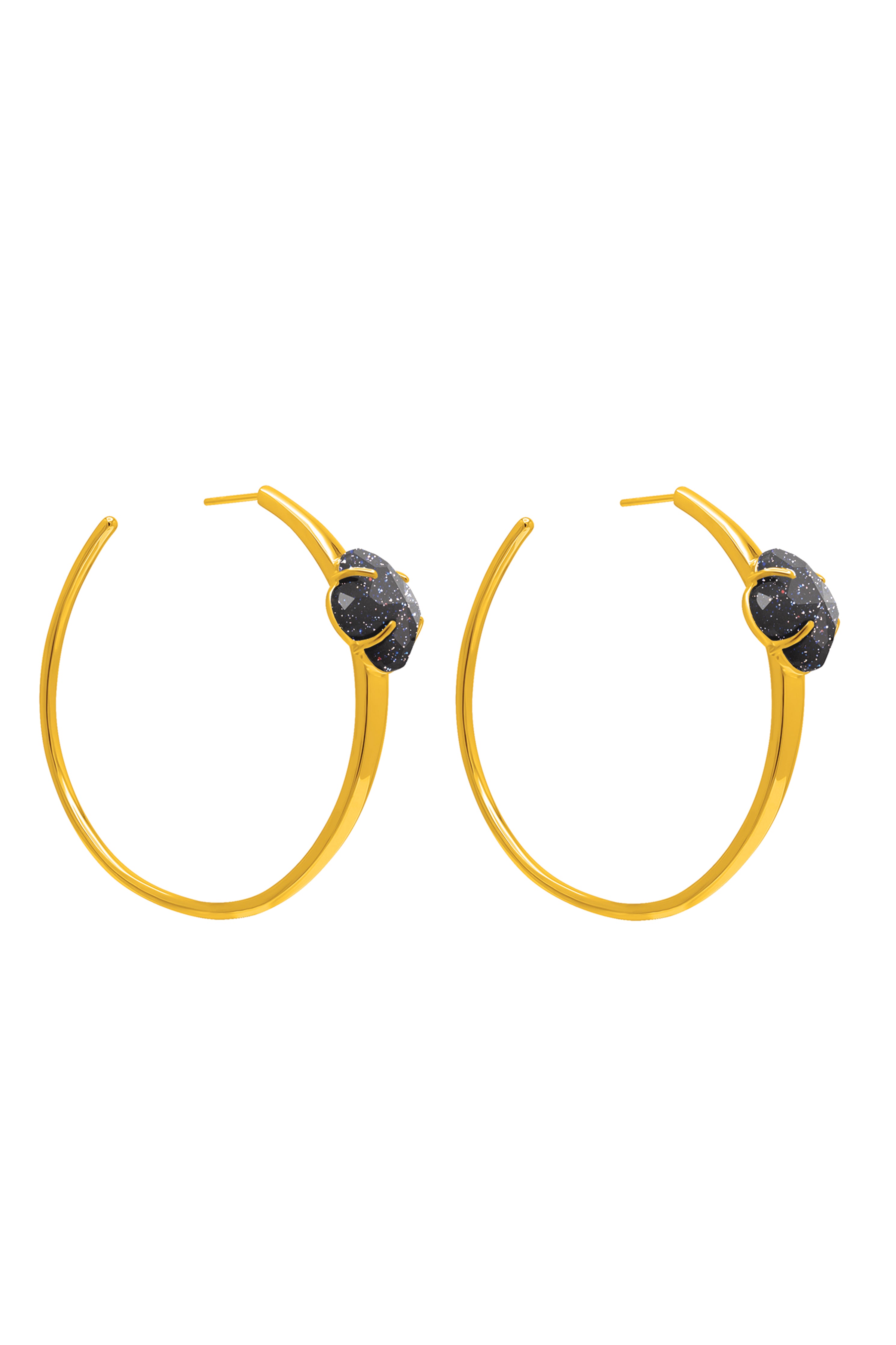 Stone Station Midnight Sparkle Stone Oversized Hoop Earring Set