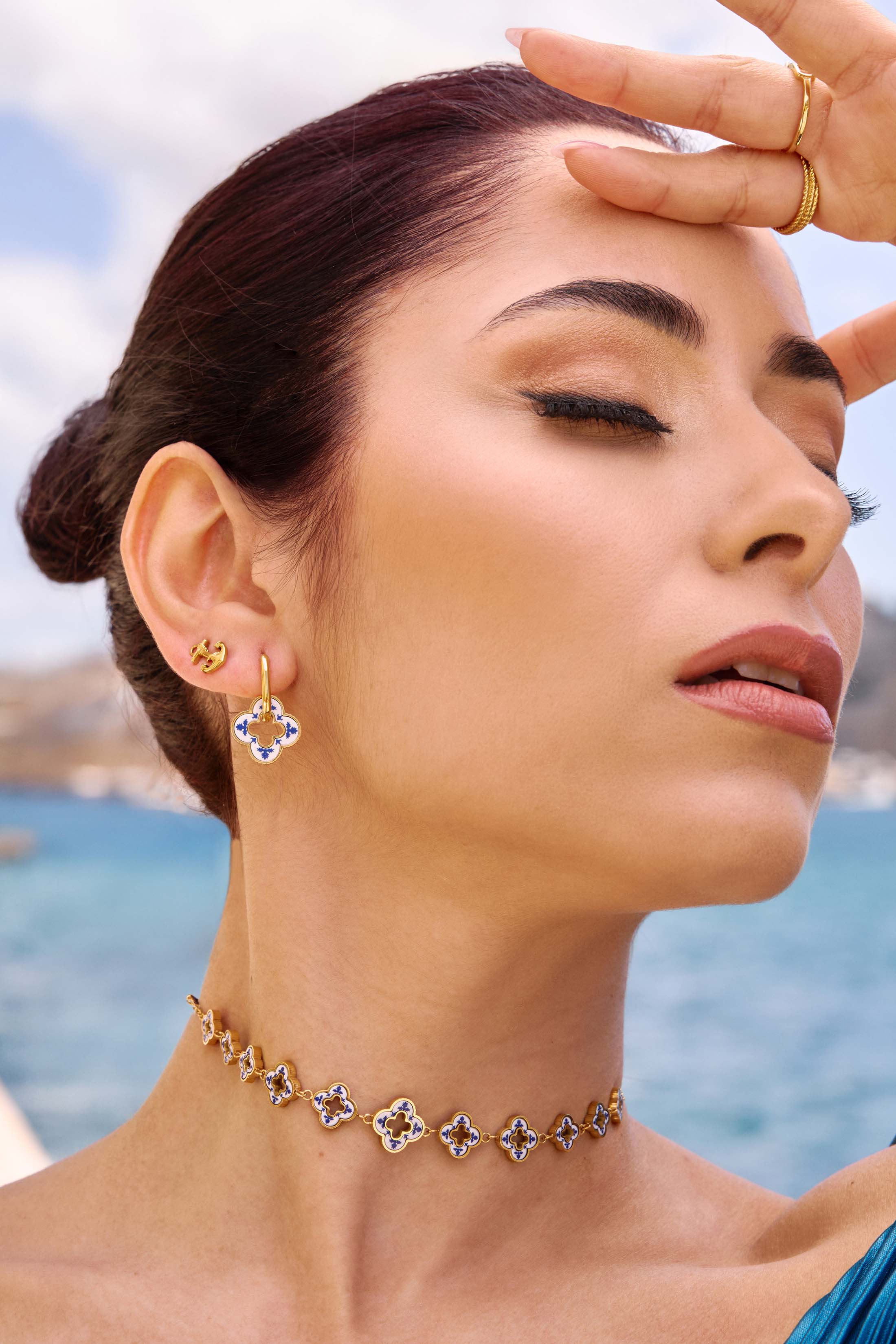 Azure Anchor Stud Earring Set