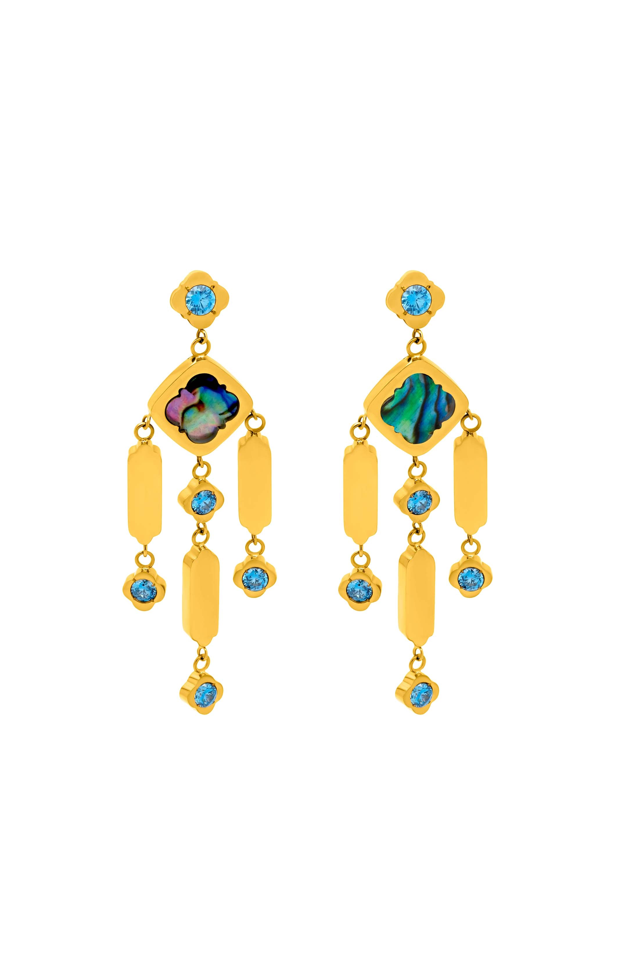 Blue Lagoon Abalone Chandelier Earring Set