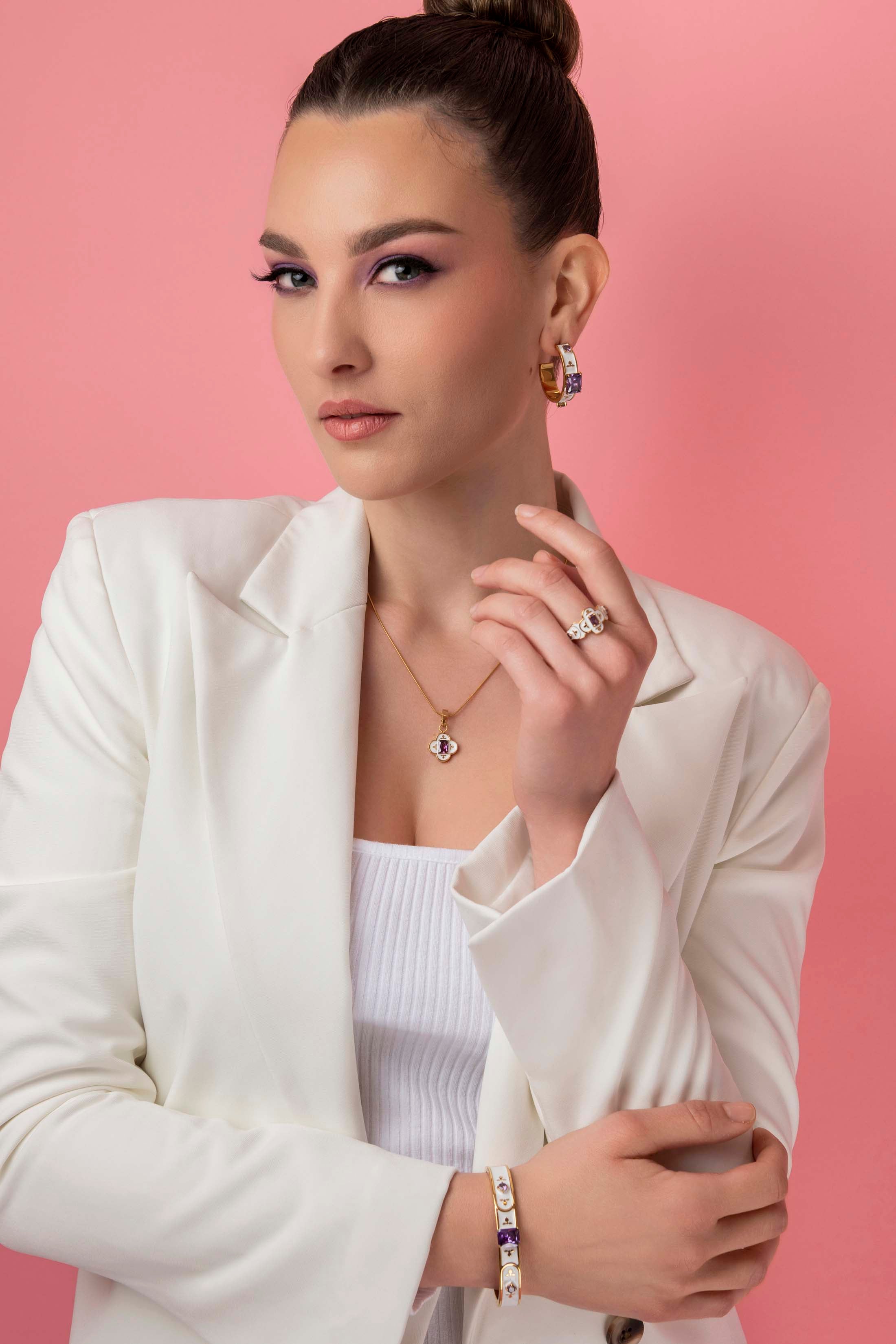 Maltese Tile Royal Purple Bangle & Ring Gift Set