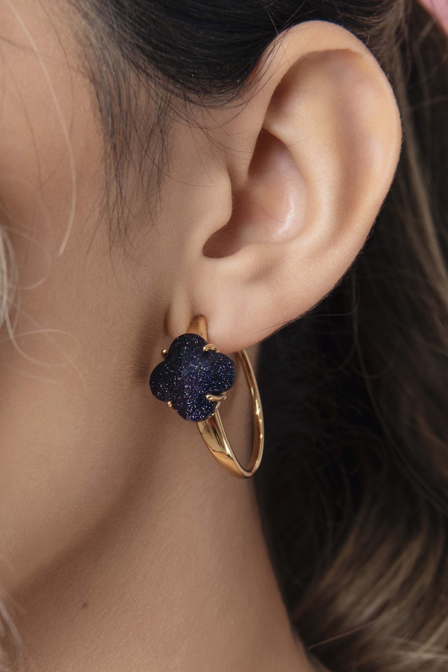 Stone Station Midnight Sparkle Stone Petite Hoop Earring Set