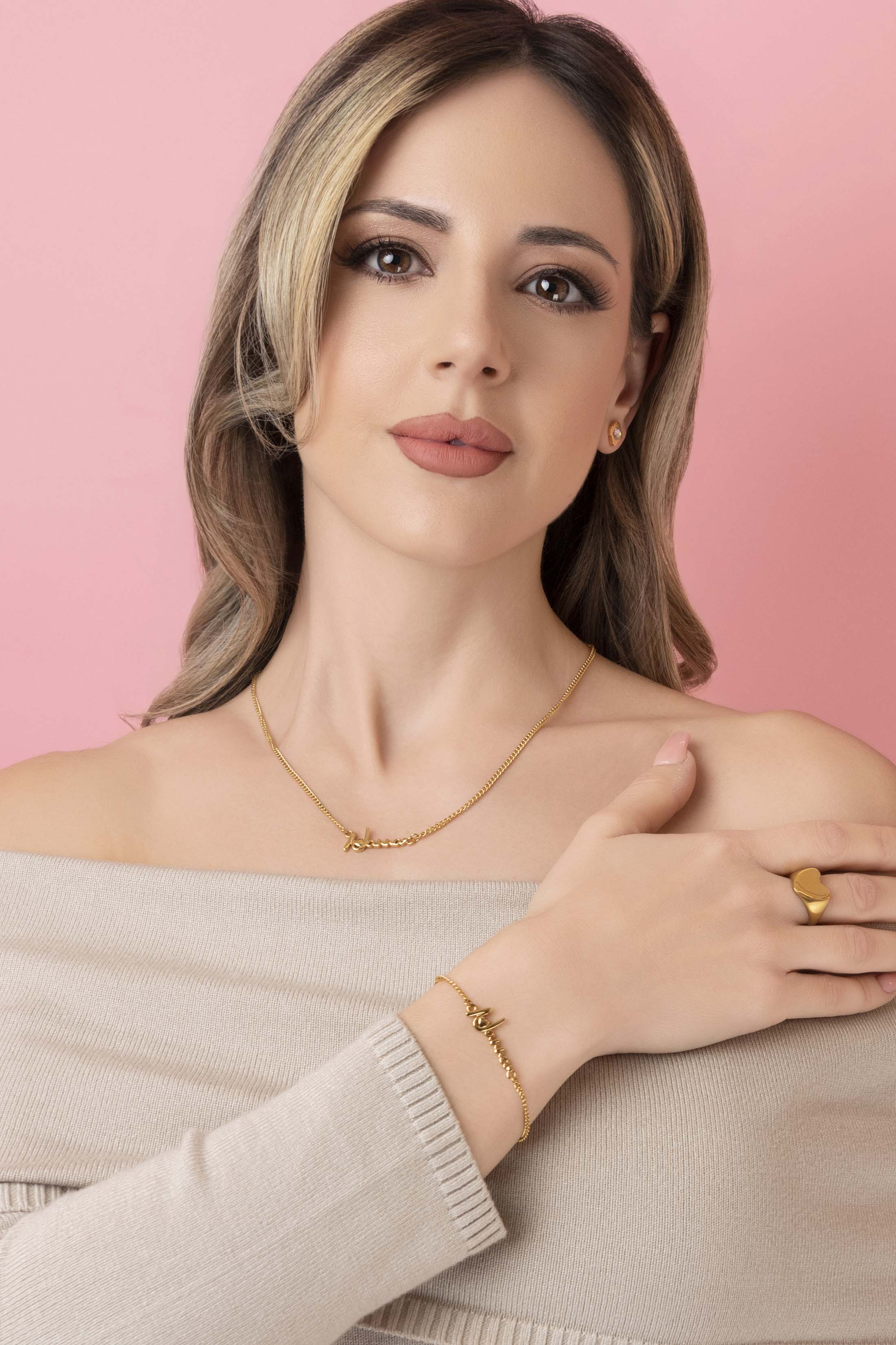 "Ma" or "Nanna" Cursive Bracelet & Necklace Gift Set