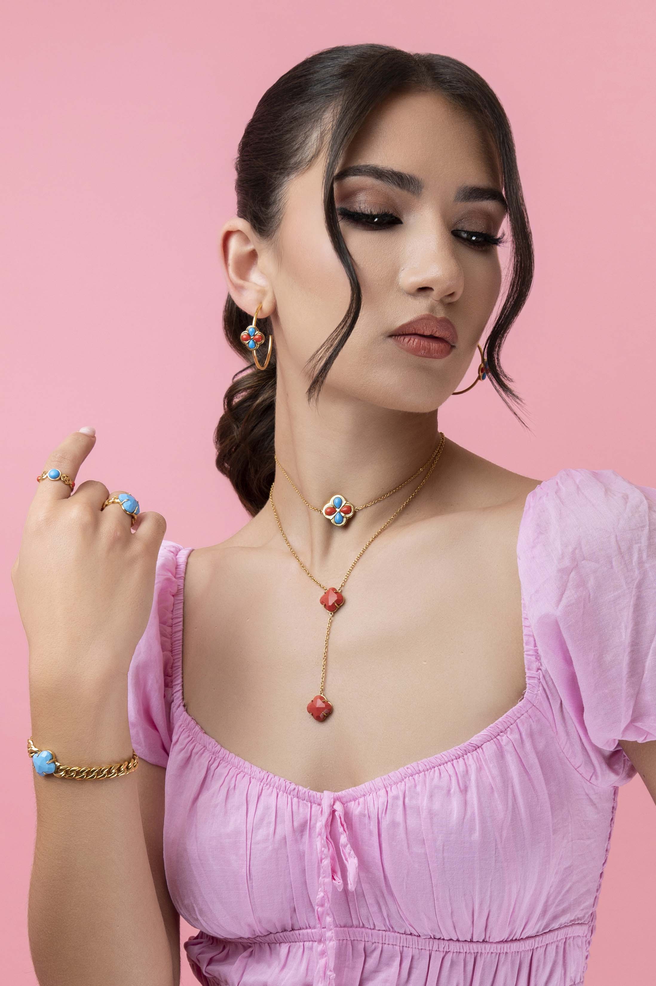 Stone Station Turquoise Stone Curb Chain Bracelet