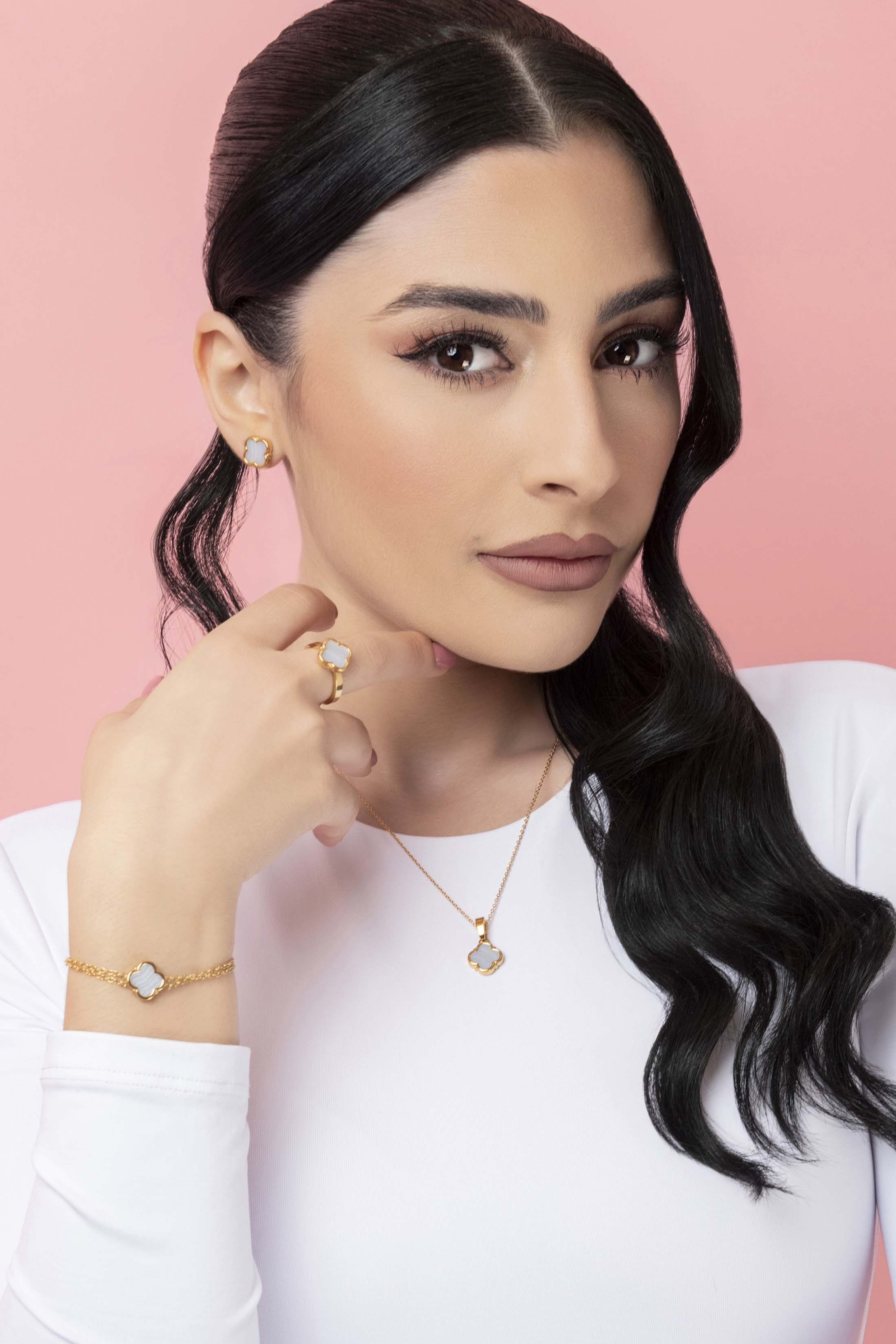 Lace Agate Stone Stud Earring Set