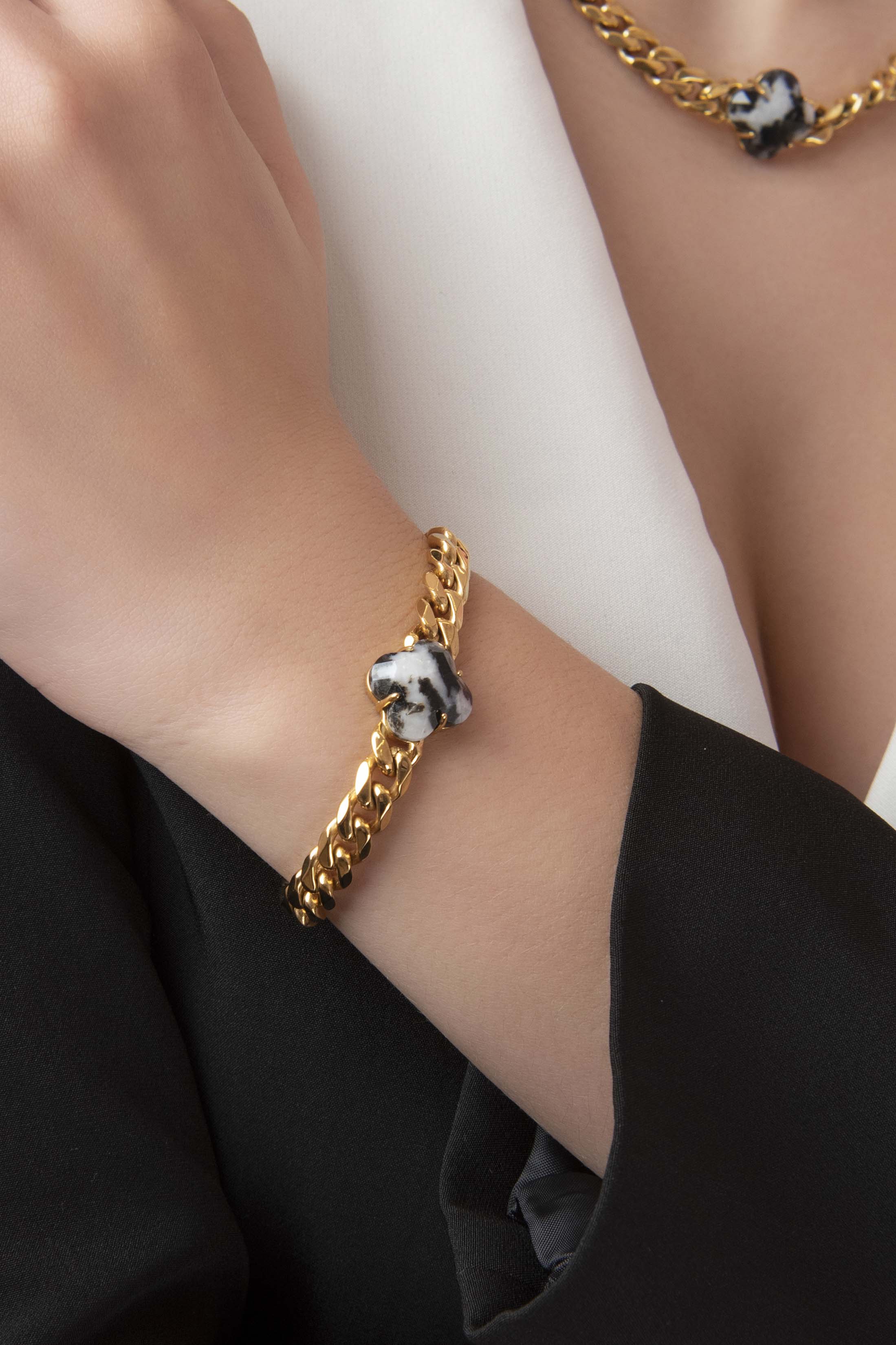 Stone Station Curb Chain Bracelet