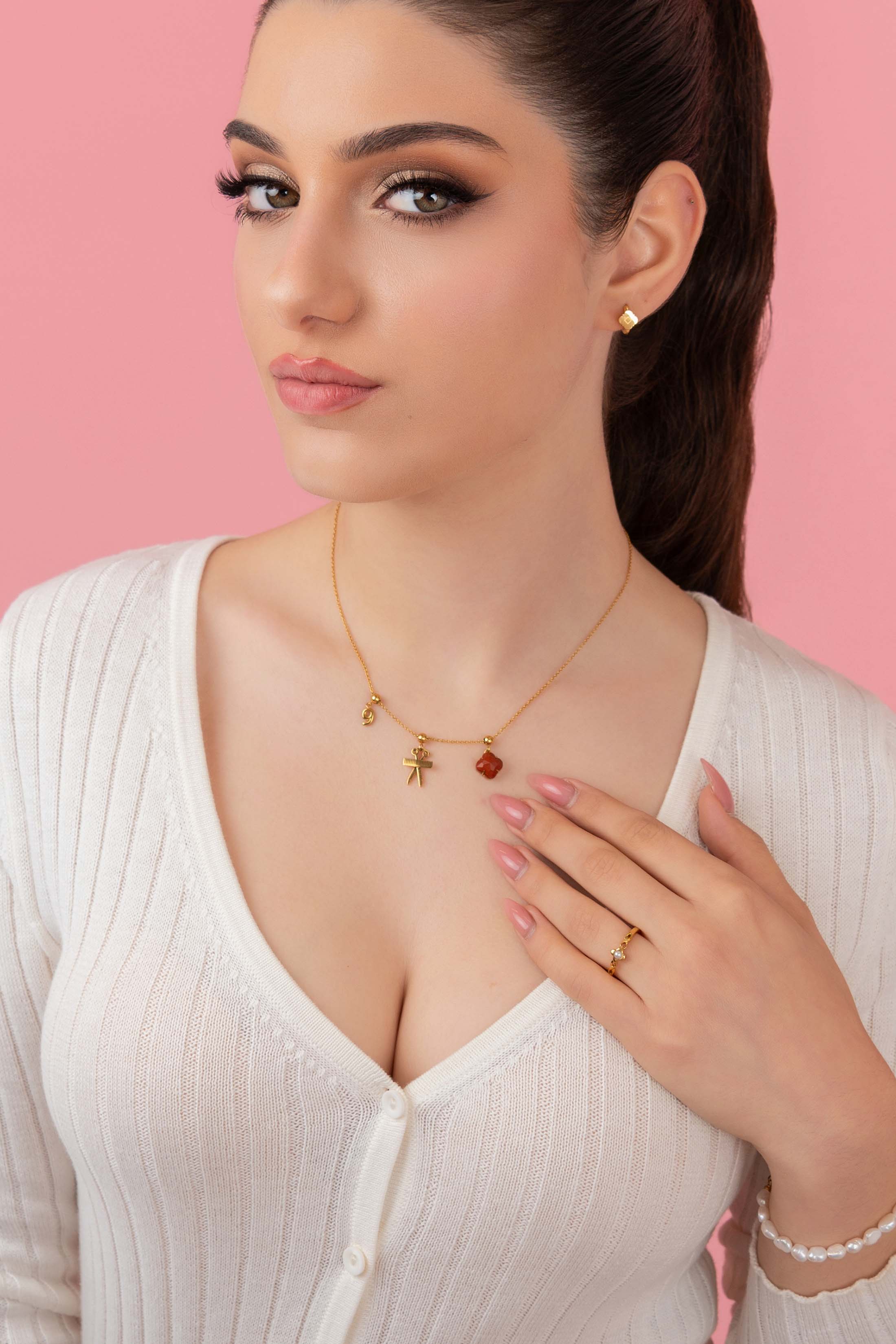 Numbers & Birthstone Toggle Charm Necklace Gift Set