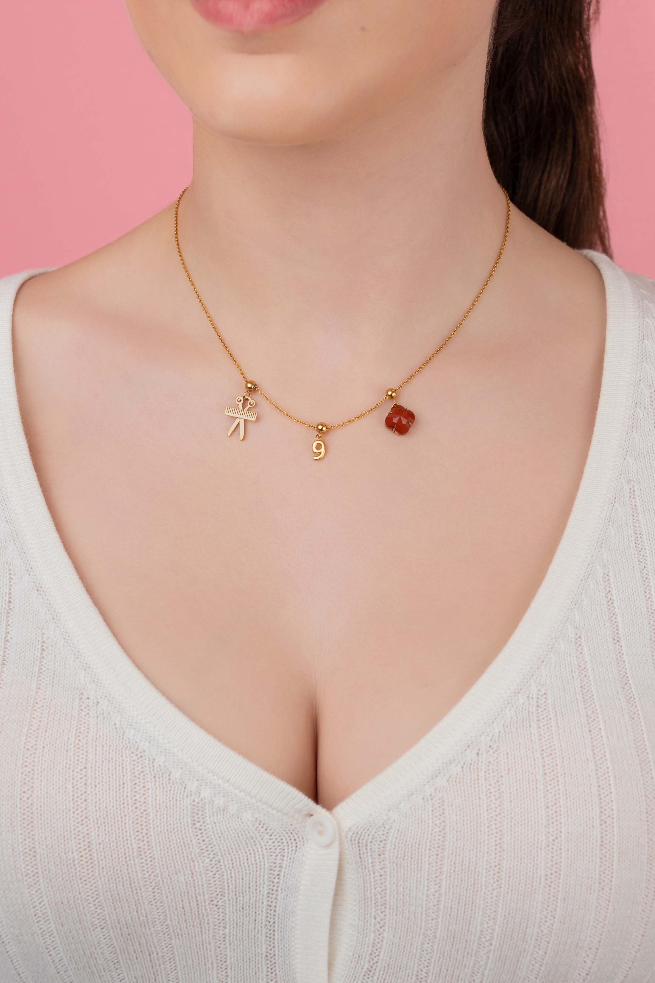 Numbers & Birthstone Toggle Charm Necklace Gift Set