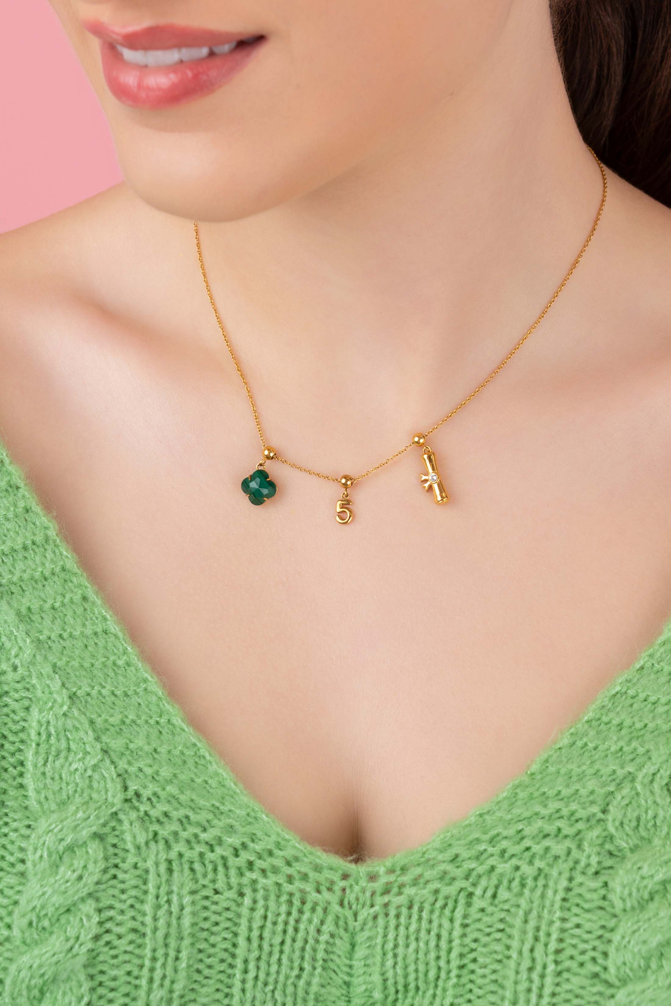 Numbers & Birthstone Toggle Charm Necklace Gift Set