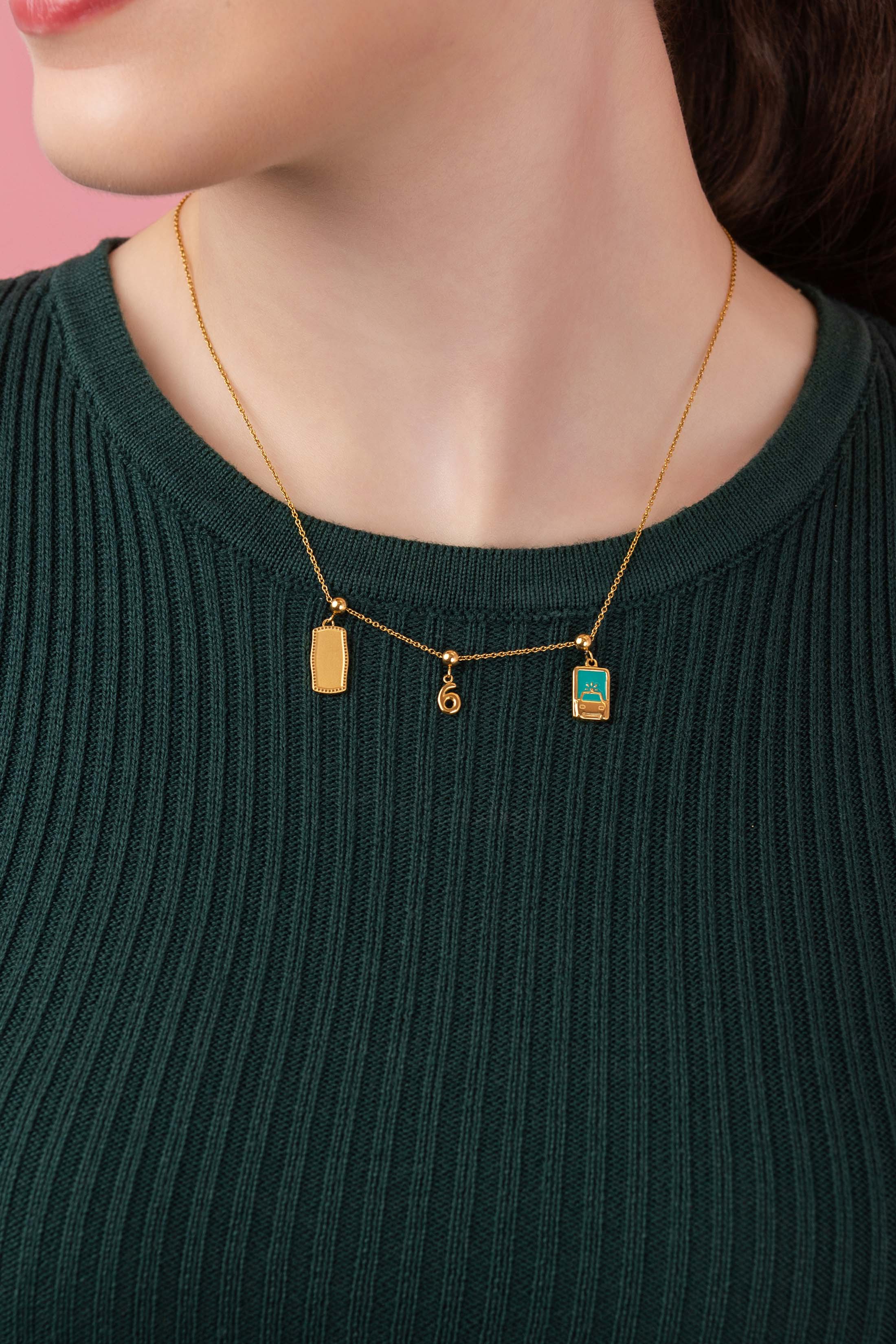 Numbers & Birthstone Toggle Charm Necklace Gift Set