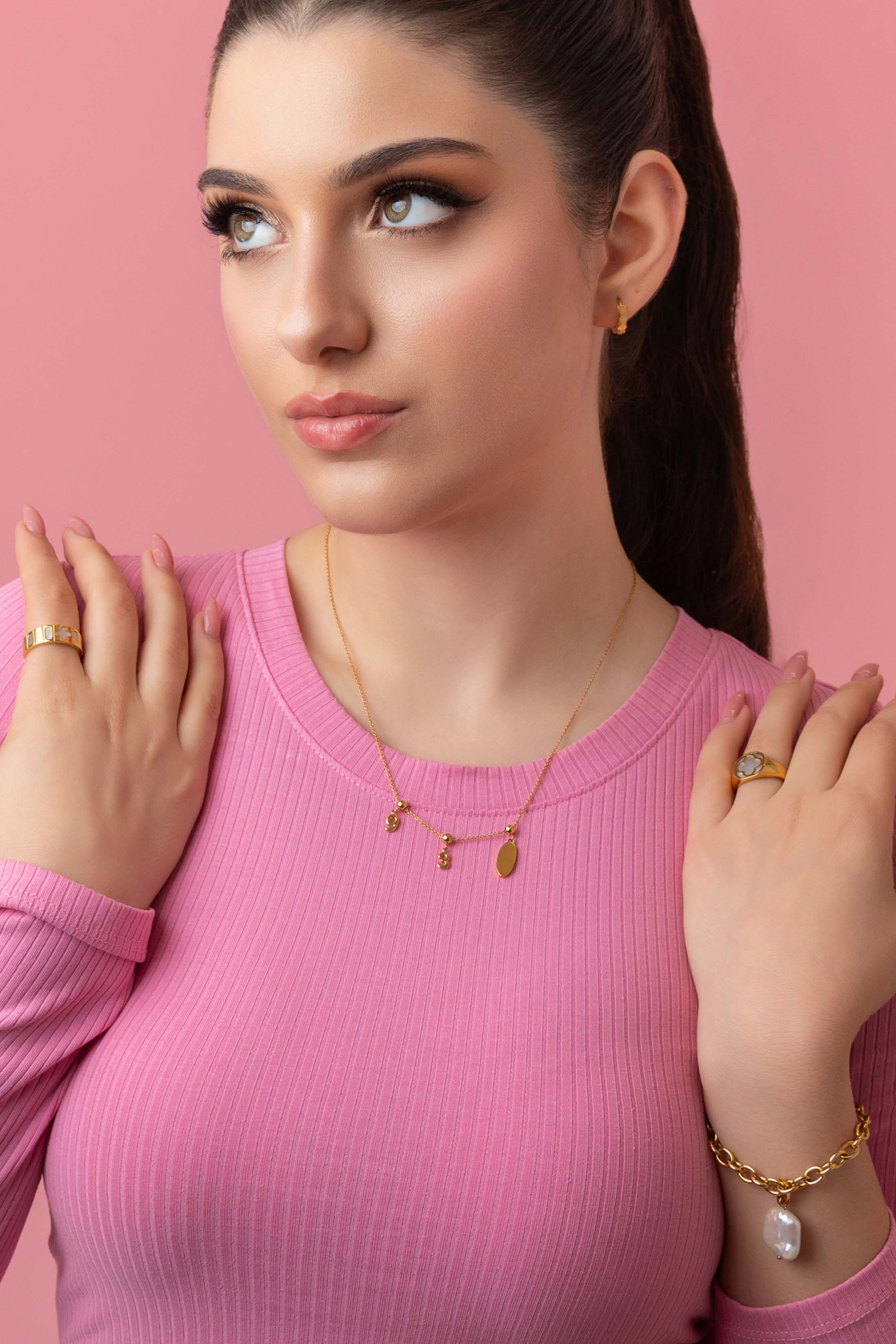 Numbers & Birthstone Toggle Charm Necklace Gift Set