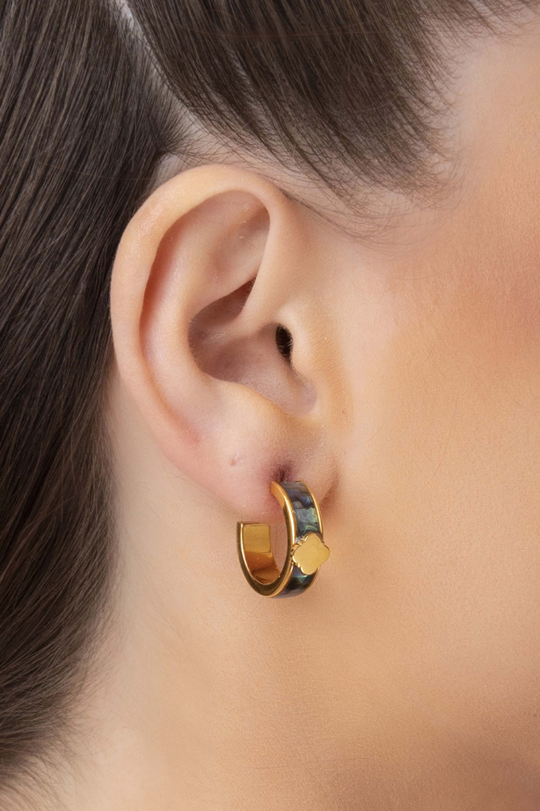 Blue Lagoon Abalone Petite Hoop Earring Set