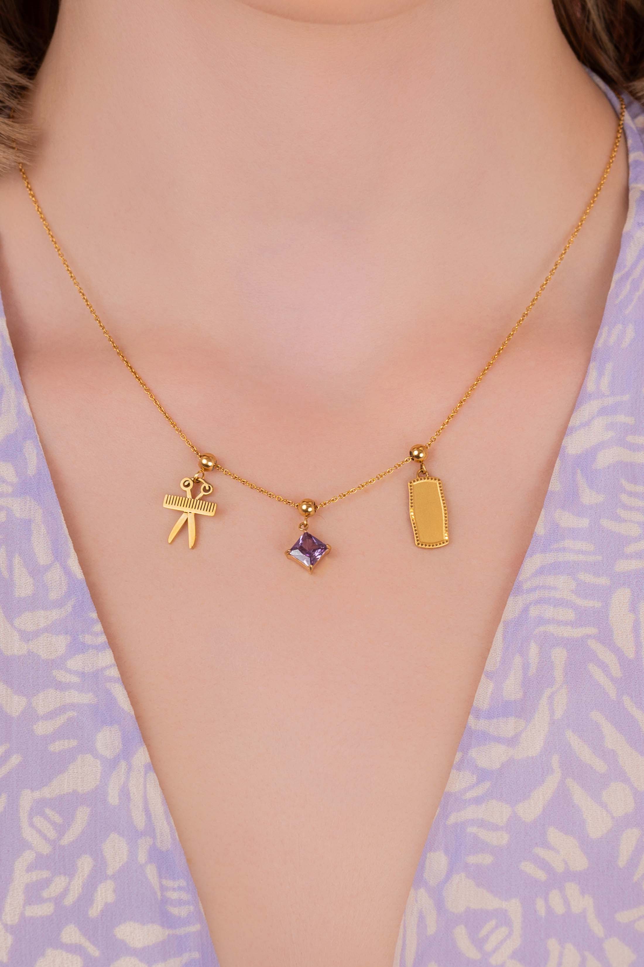 Birthstone Studs & Toggle Charm Necklace Gift Set