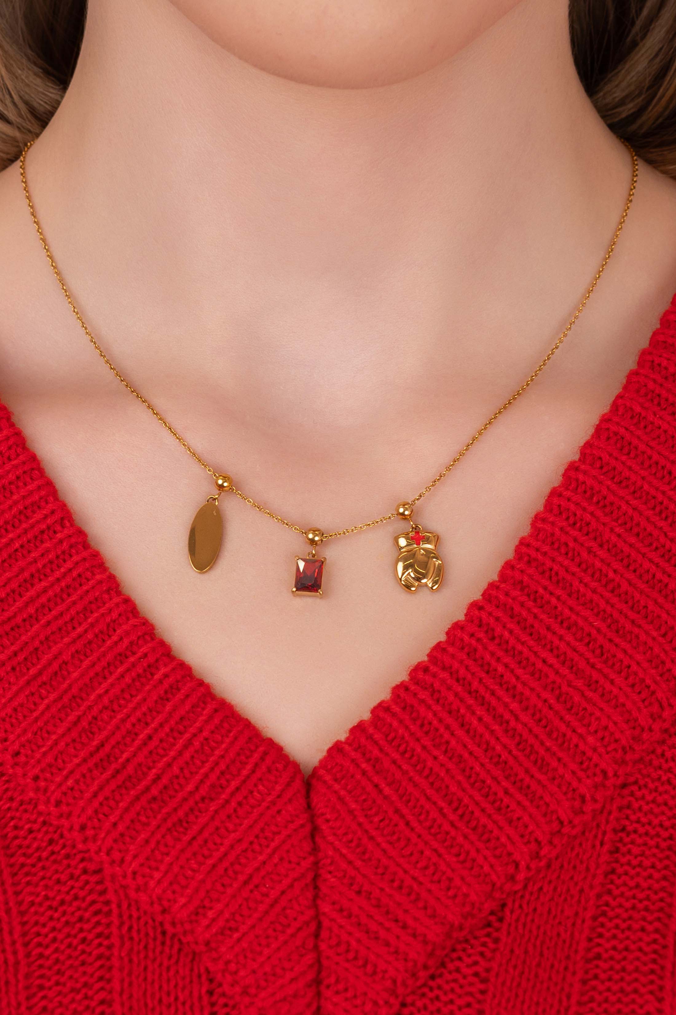 Birthstone Studs & Toggle Charm Necklace Gift Set