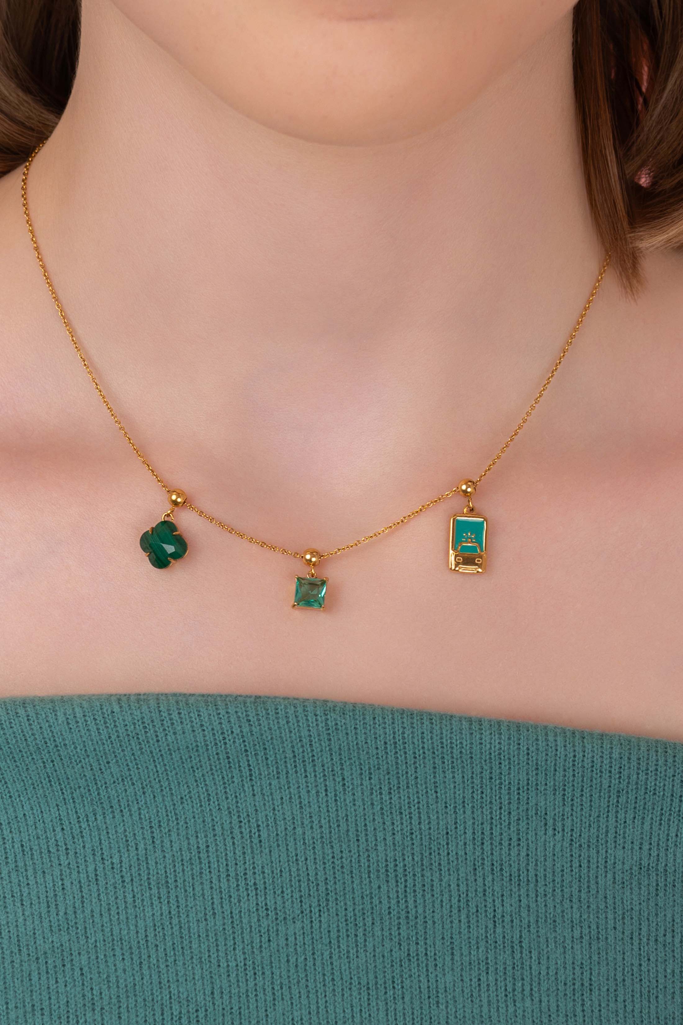 Birthstone Studs & Toggle Charm Necklace Gift Set