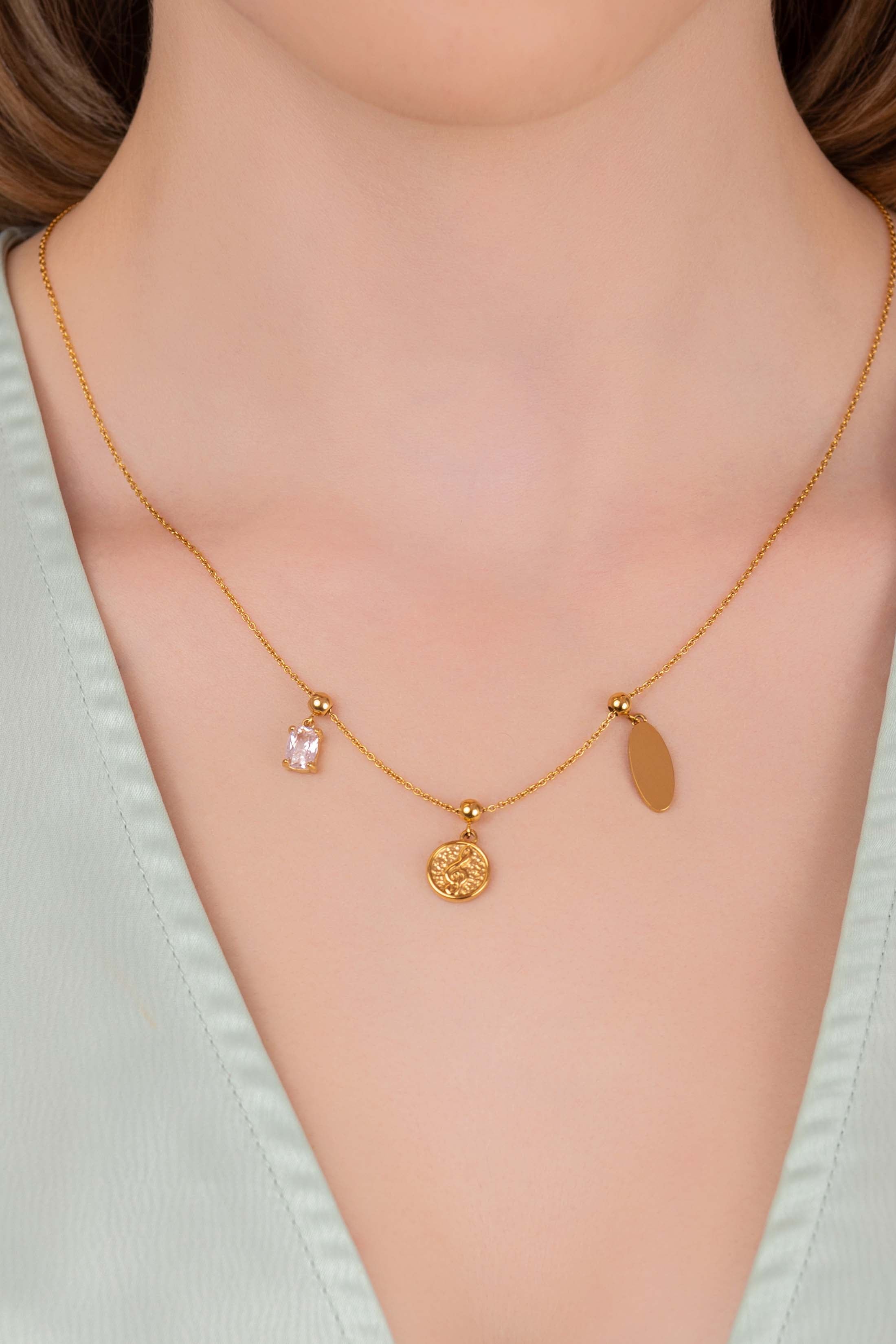 Birthstone Studs & Toggle Charm Necklace Gift Set