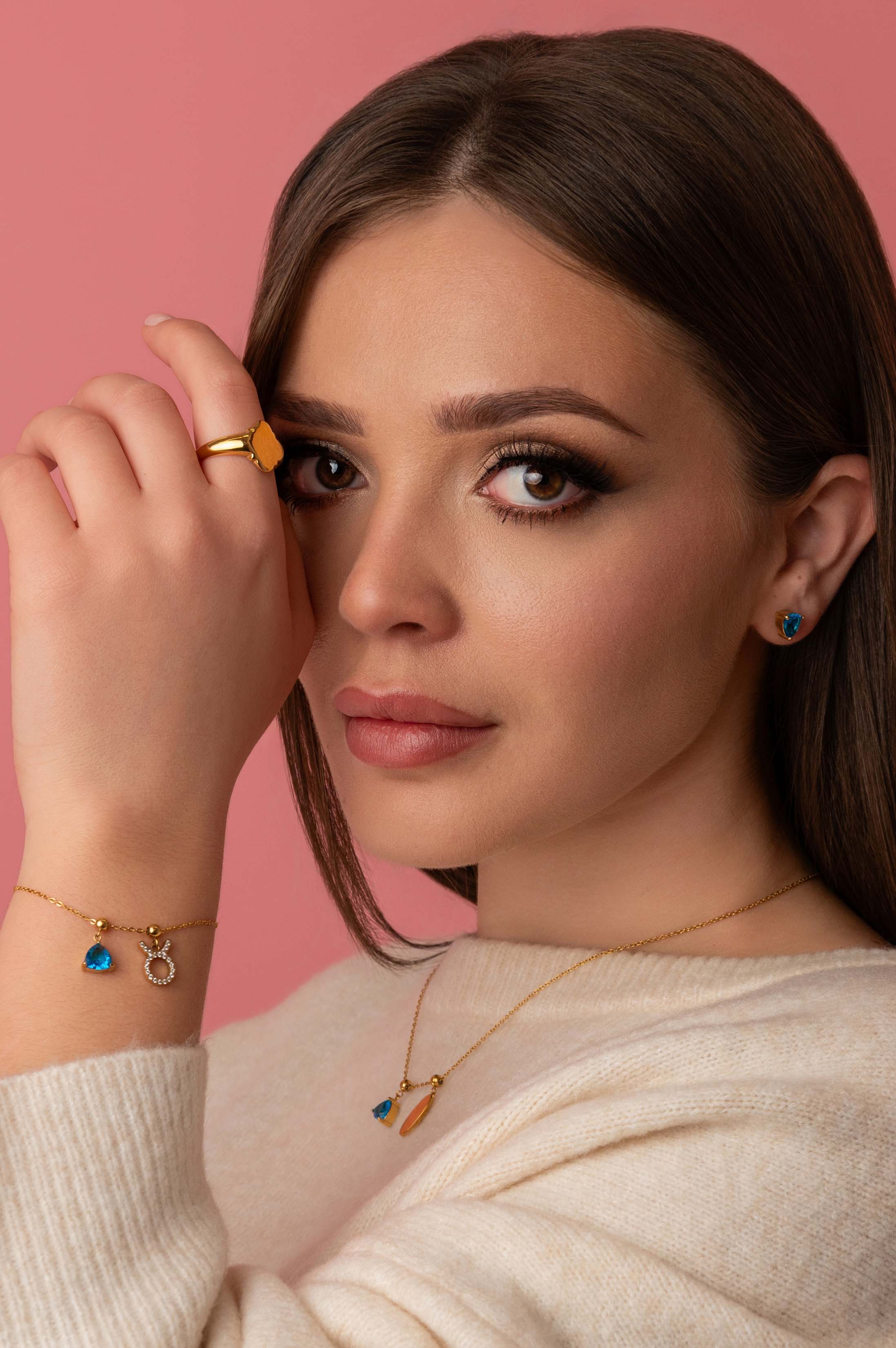 Birthstone Studs & Toggle Charm Necklace Gift Set