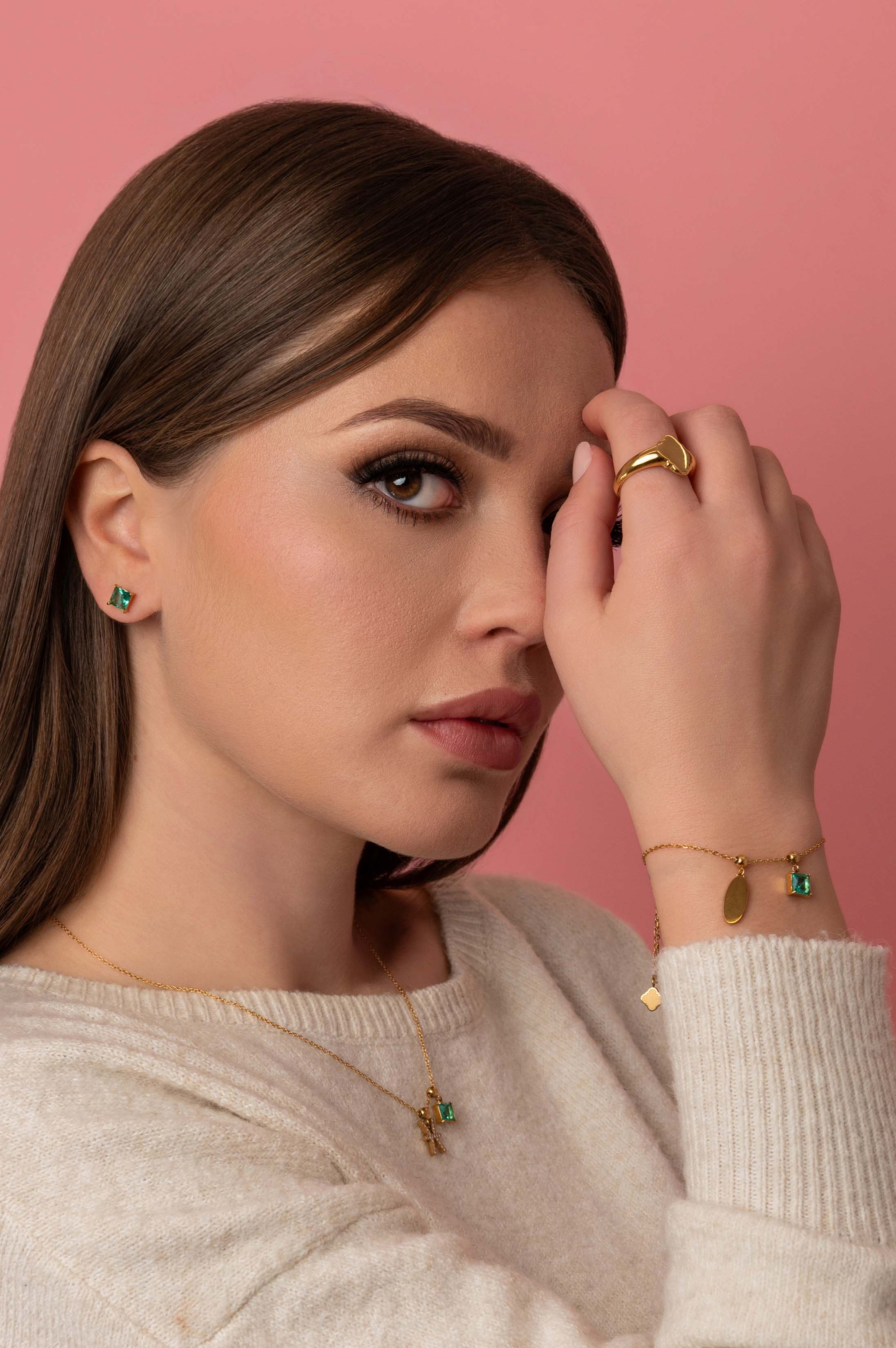 Birthstone Studs & Toggle Charm Necklace Gift Set