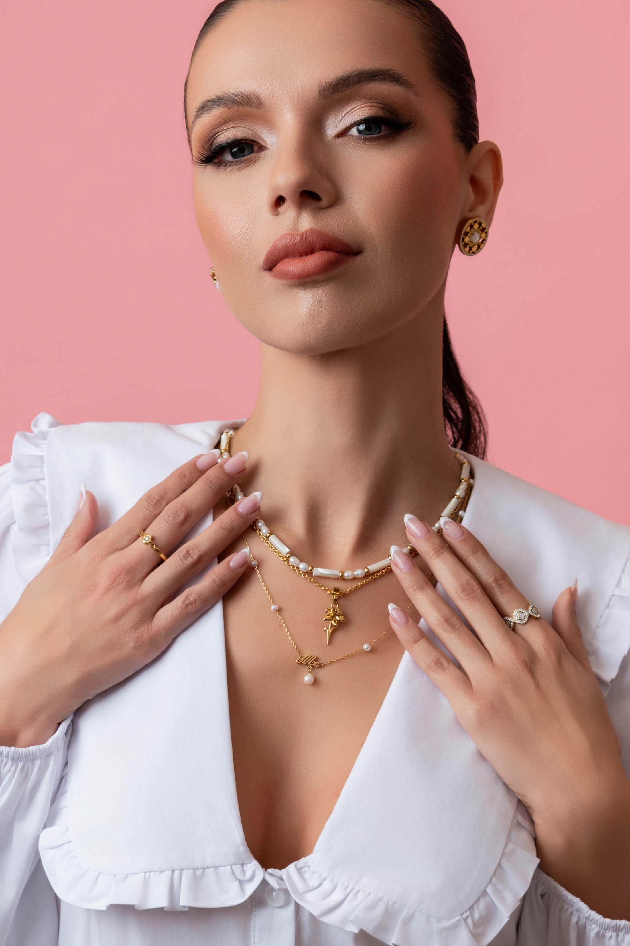 ‘Ma’ Cursive Freshwater Pearl Necklace