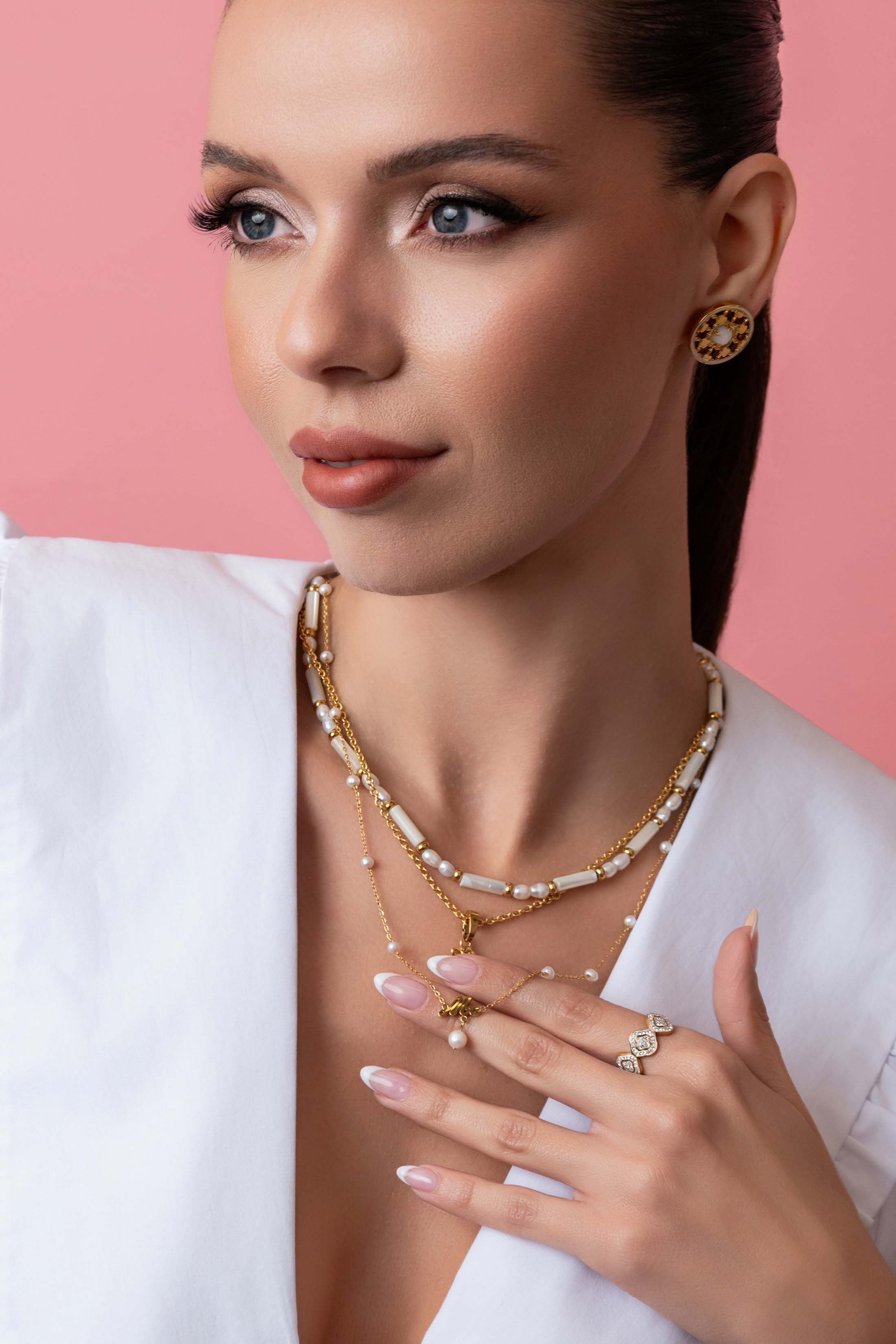 ‘Ma’ Cursive Freshwater Pearl Necklace