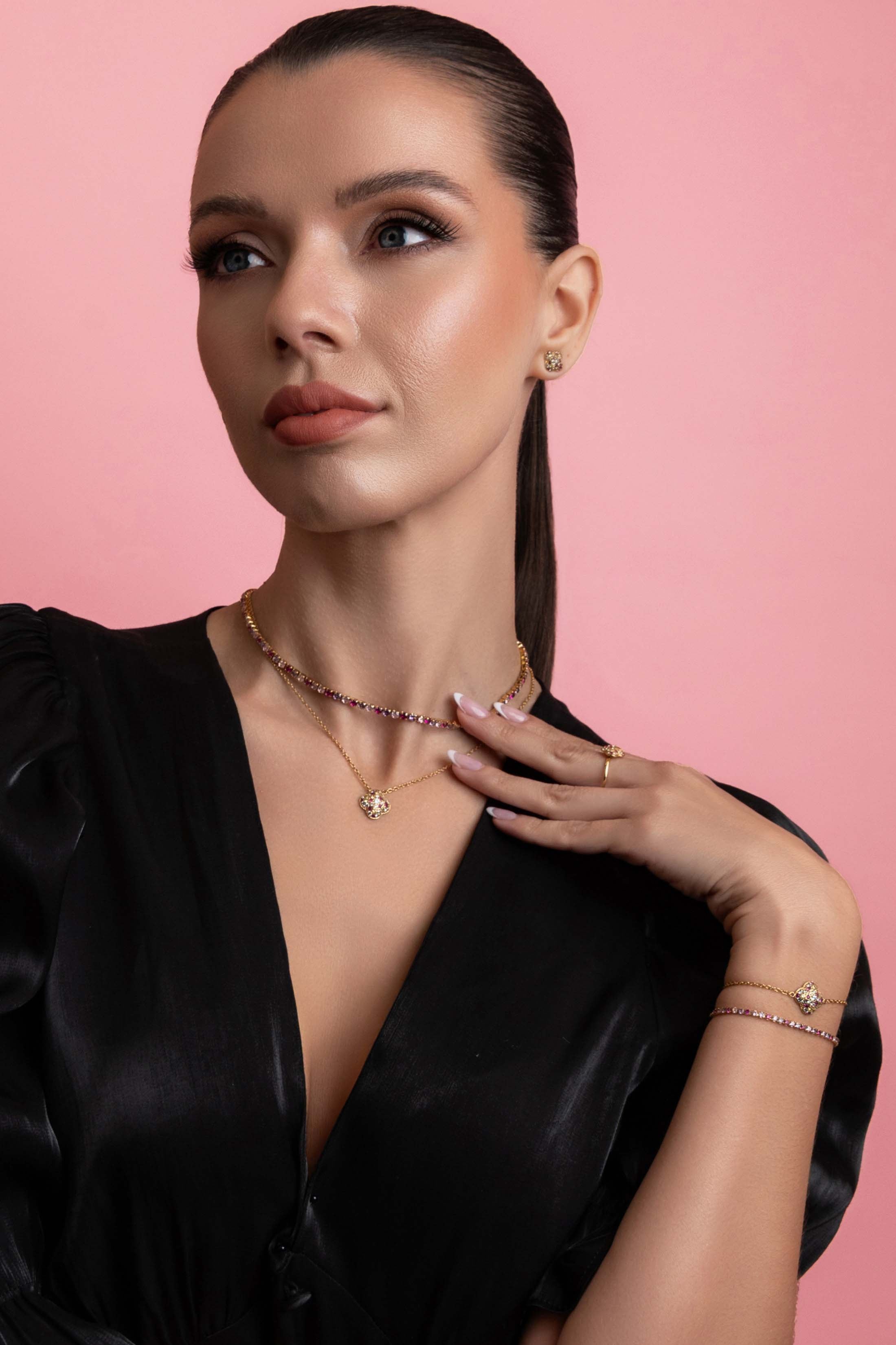 Pink Aurora Stud Earring Set