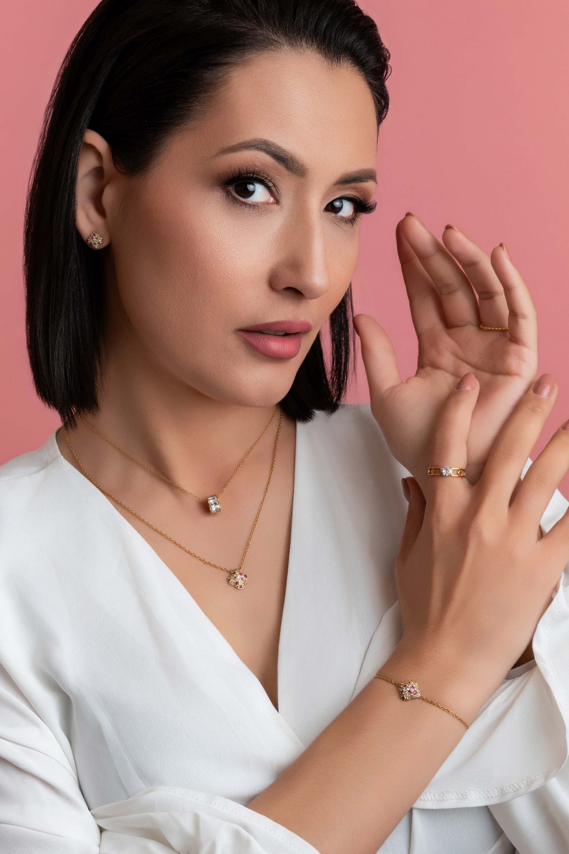 Pink Aurora Stud Earring Set