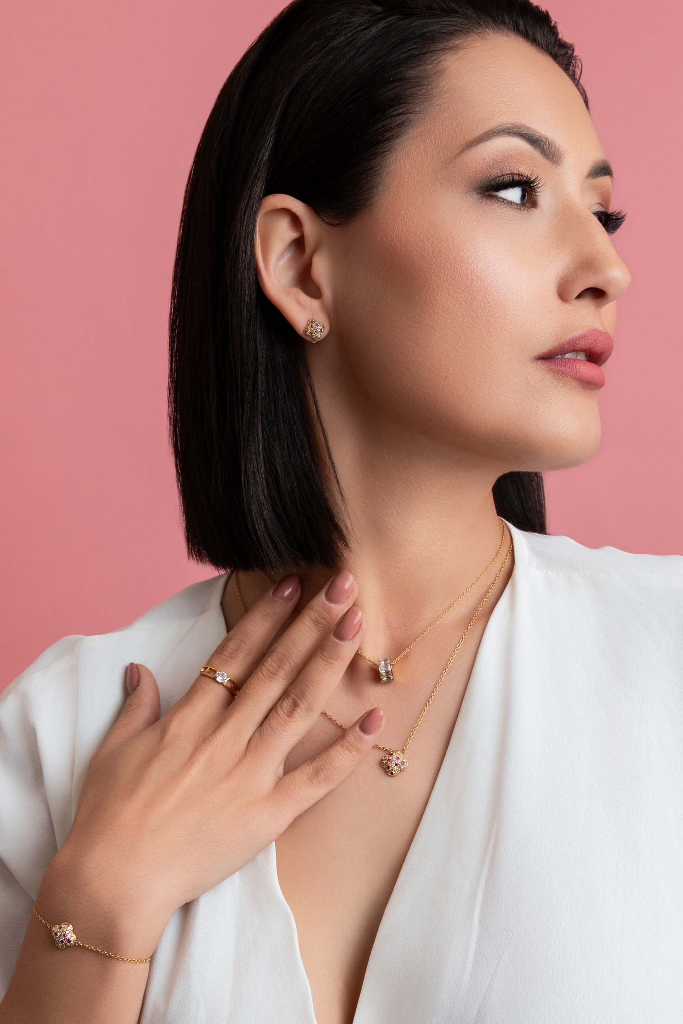 Pink Aurora Stud Earring Set